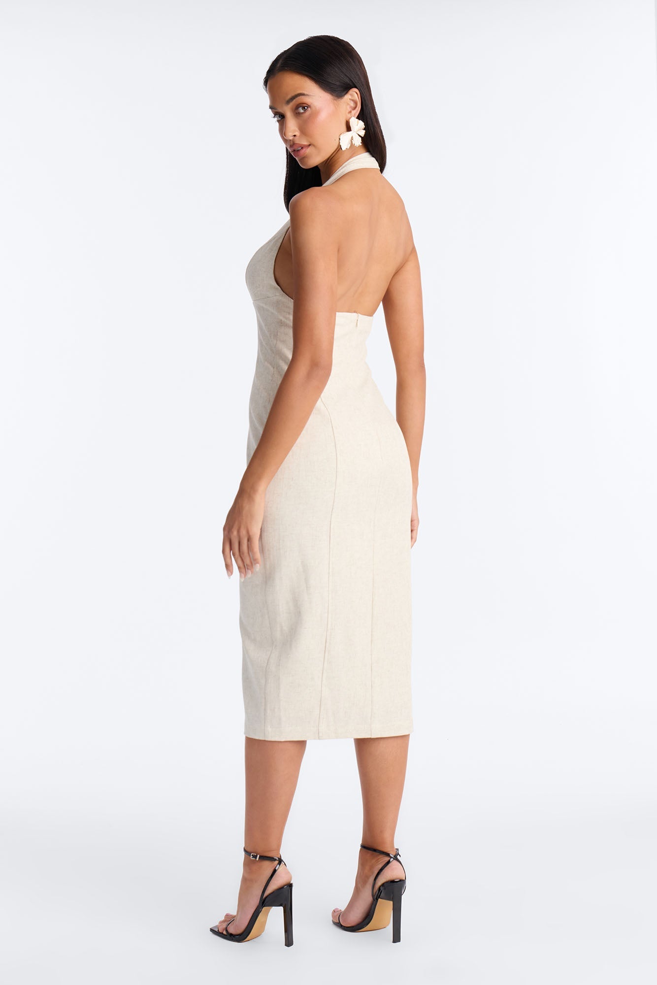 Leah Linen Midi Dress - Cream