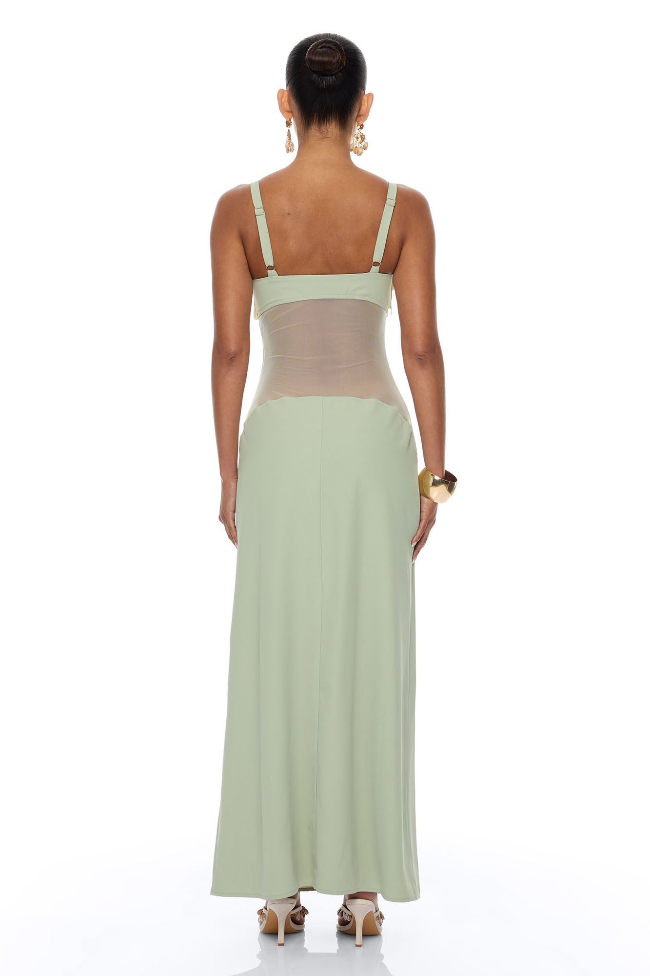 Coastal Chic Shell Maxi Dress - Sage