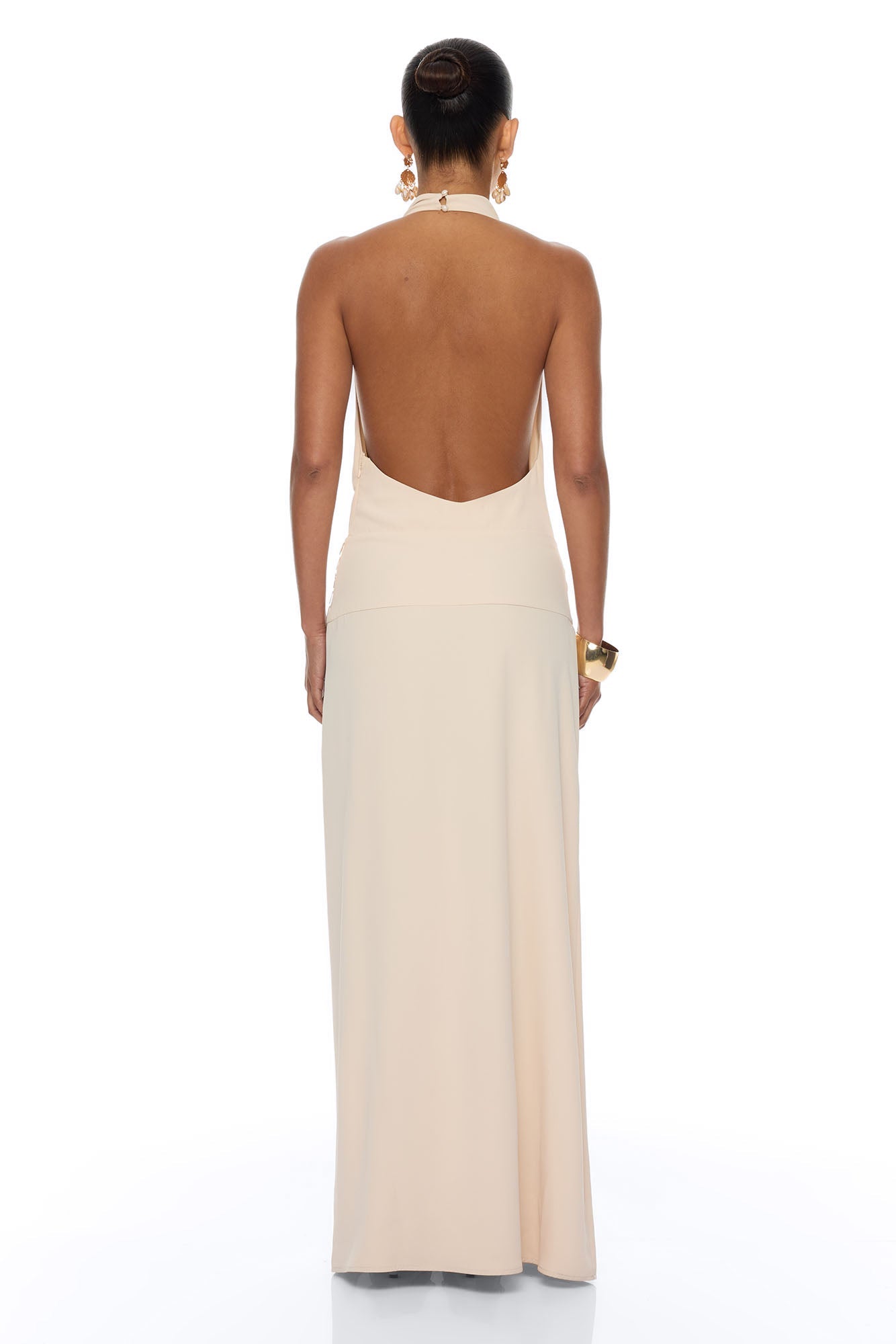 Seaside Chic Shell Backless Maxi Dress - Sand