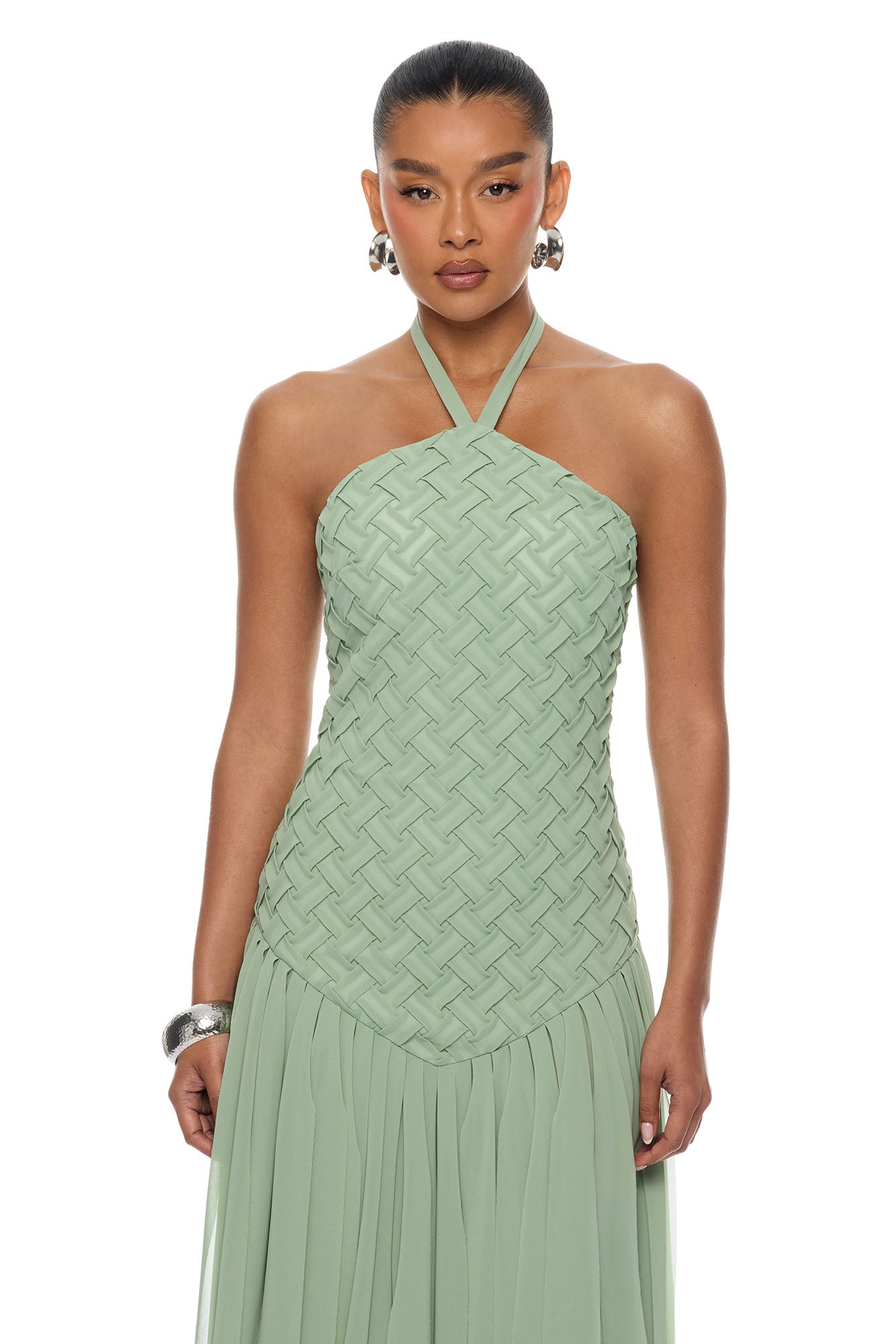 Effortlessly Her Woven Chiffon Maxi Dress - Sage