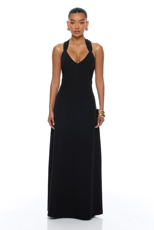 Timeless Touch Braided Maxi Dress - Black