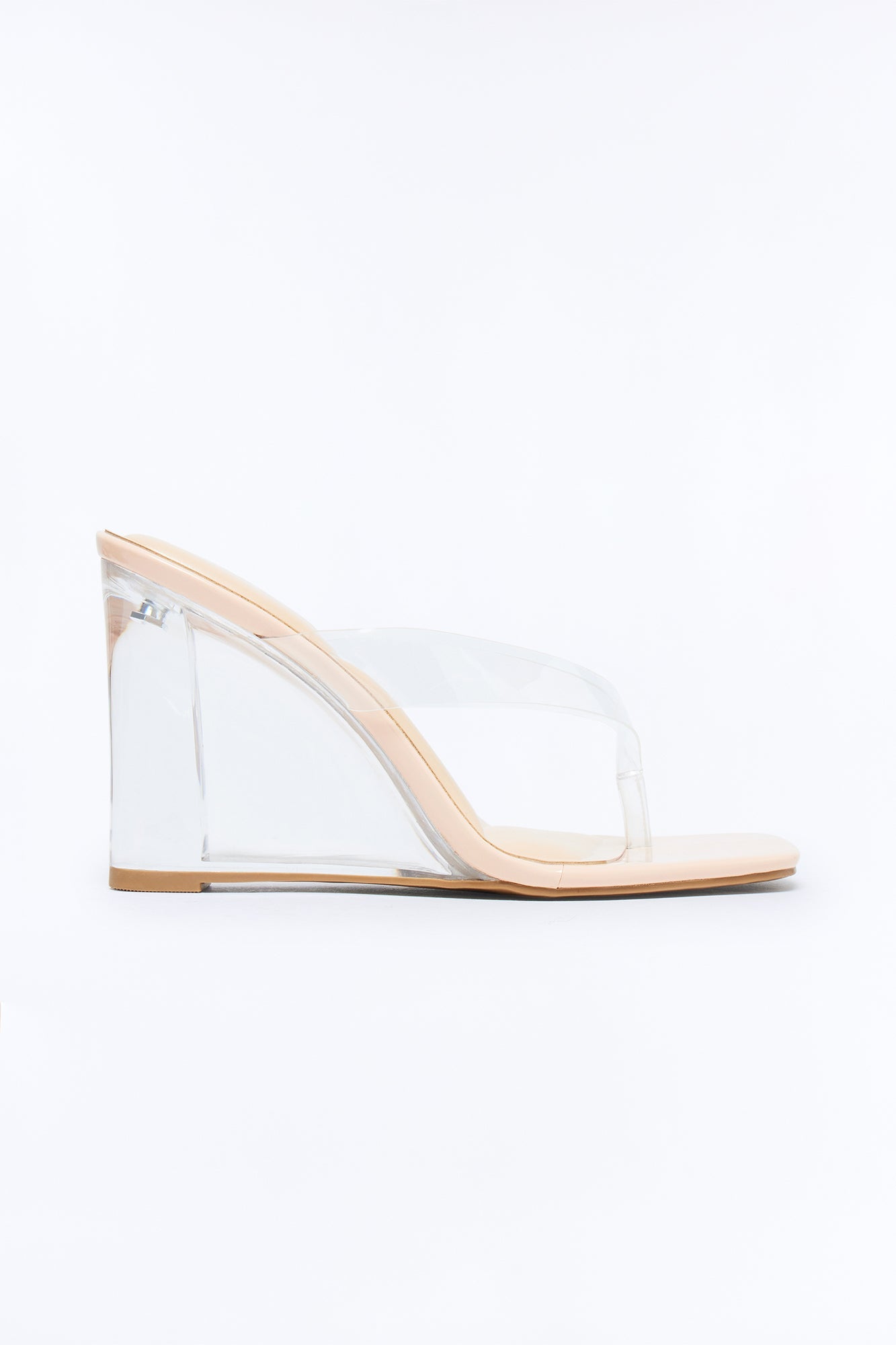 Sara Clear Thong Wedge - Nude