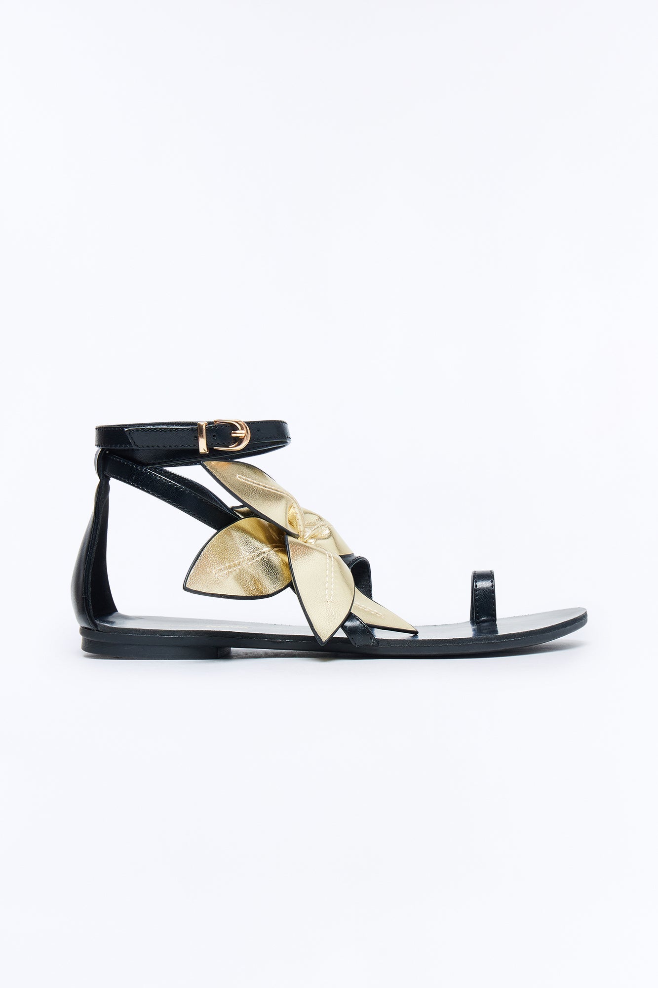 Goldie Flower Toe Ring Sandals - Black Fashion Nova