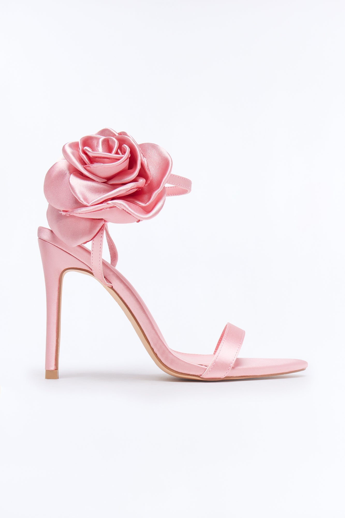 Kesia Satin Flower Stiletto Heels - Coral