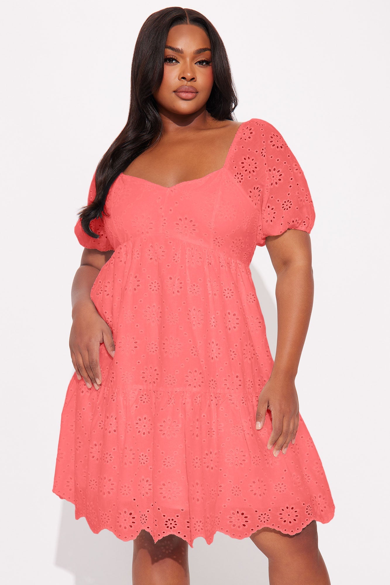 Ellie Eyelet Mini Dress - Pink