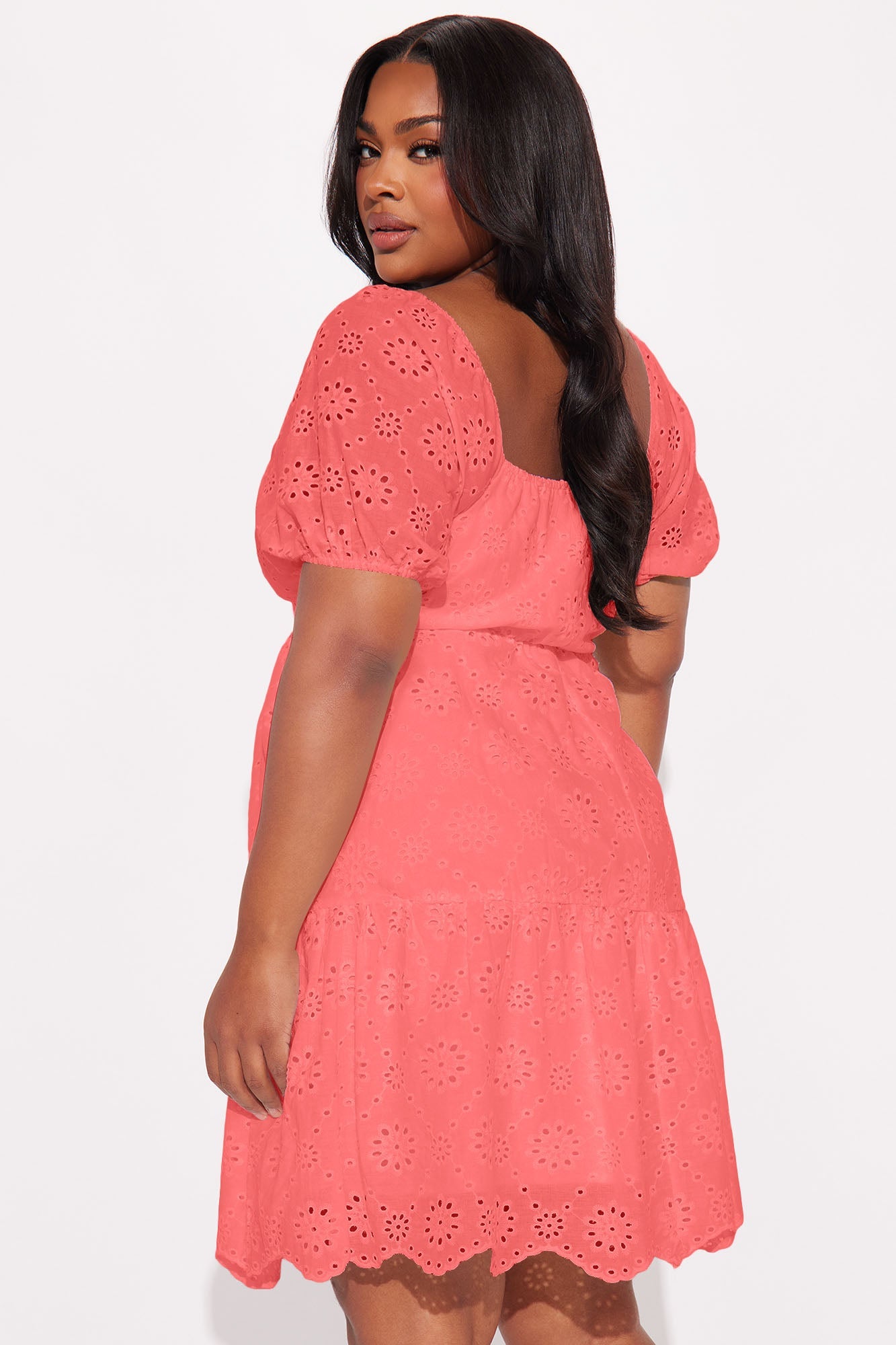 Ellie Eyelet Mini Dress - Pink