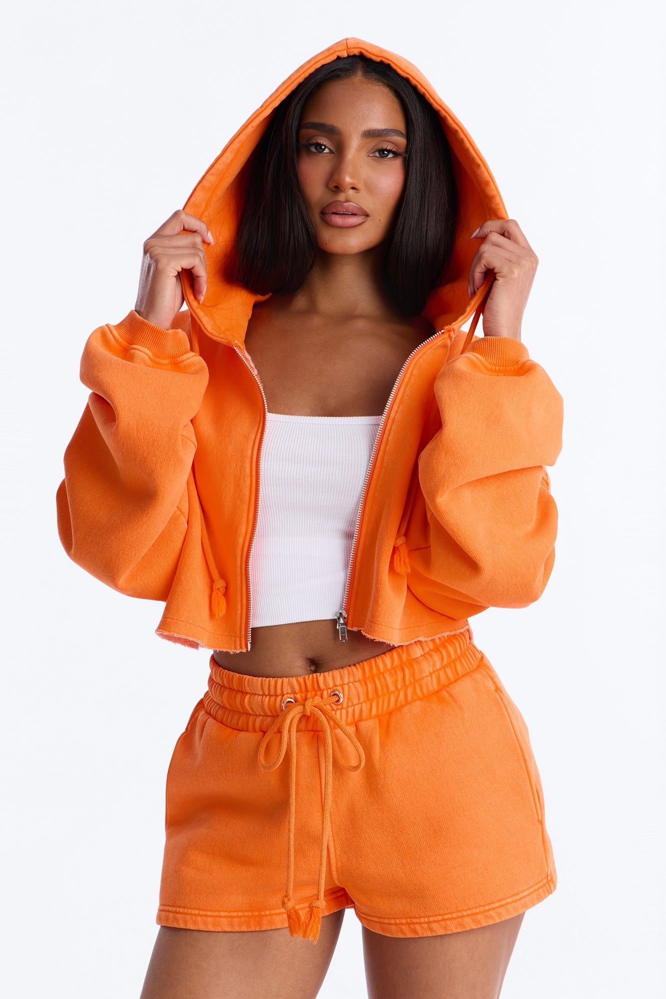 On The Go Washed Short Set - Orange