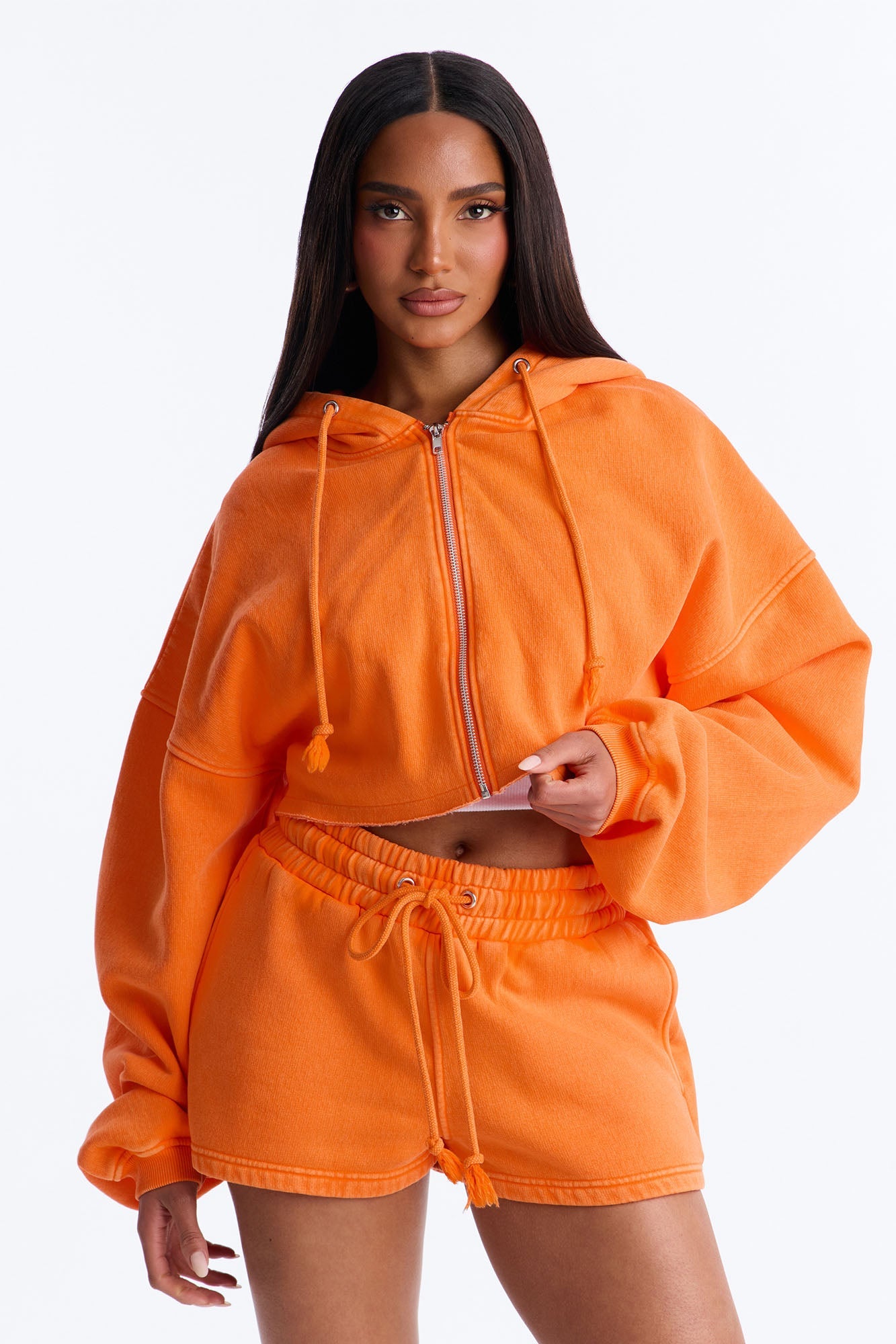 On The Go Washed Short Set - Orange