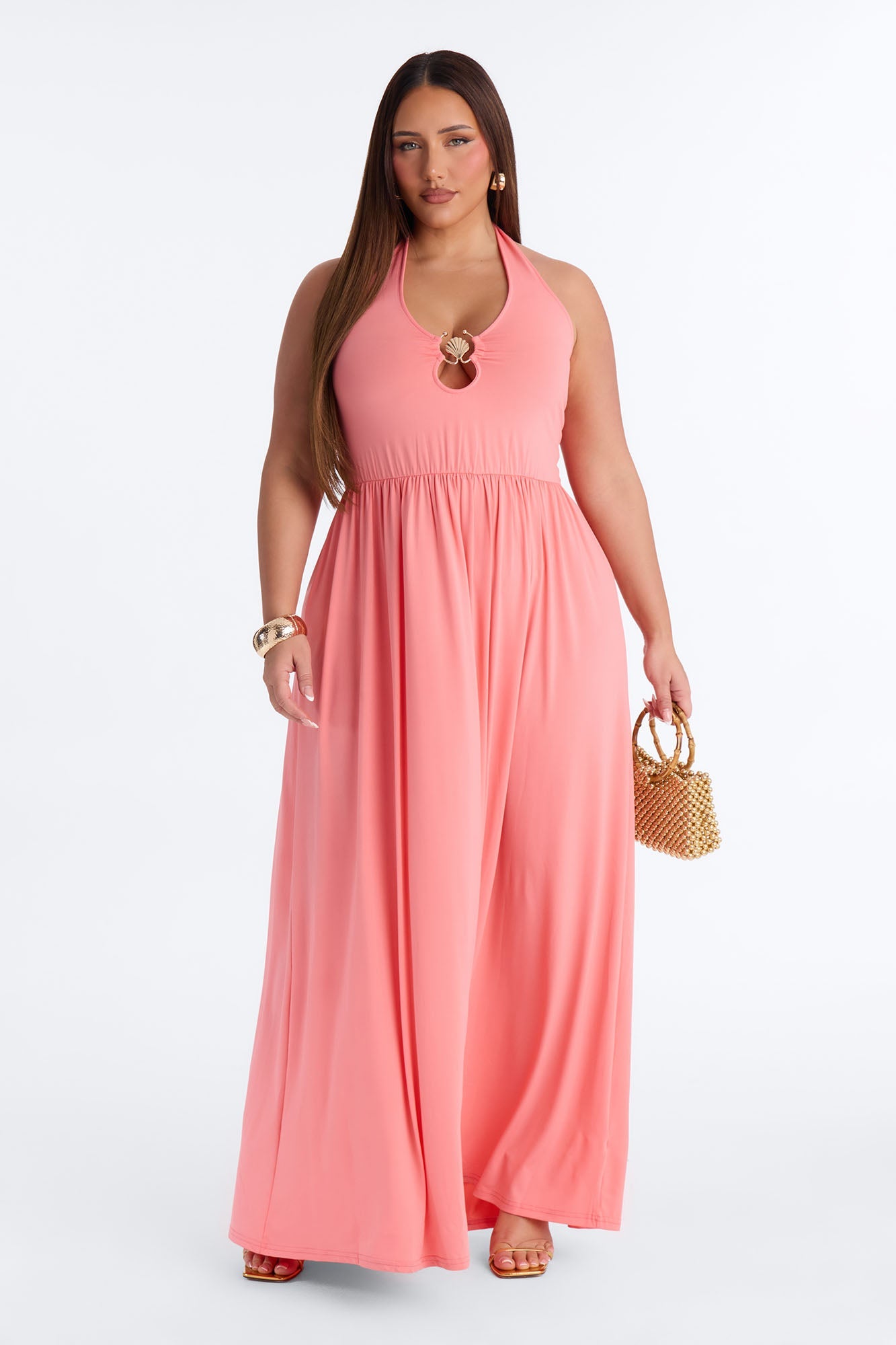 Jayden Halter Hardware Maxi Dress - Coral