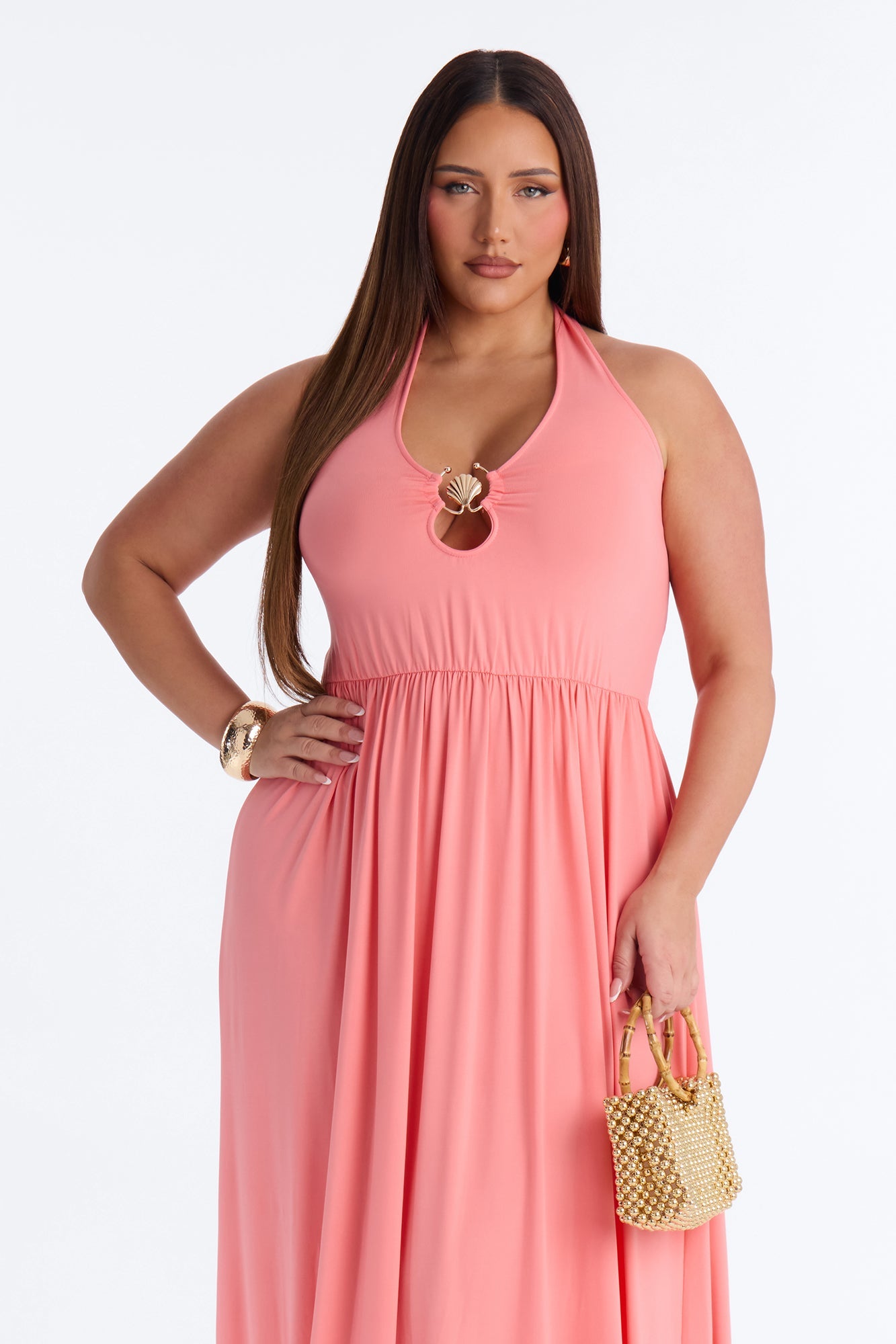 Jayden Halter Hardware Maxi Dress - Coral