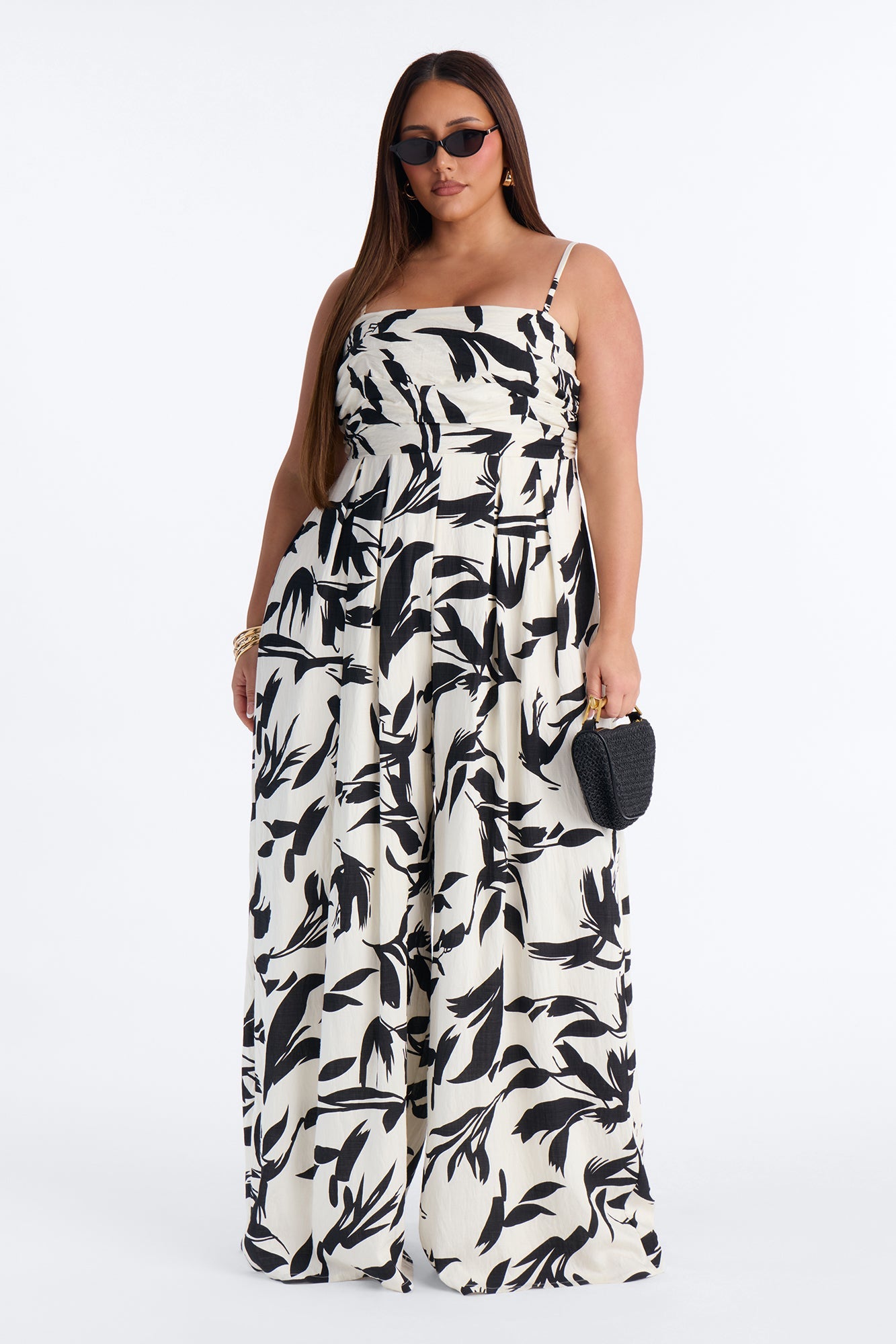 Trina Wide Leg Jumpsuit - Black/White