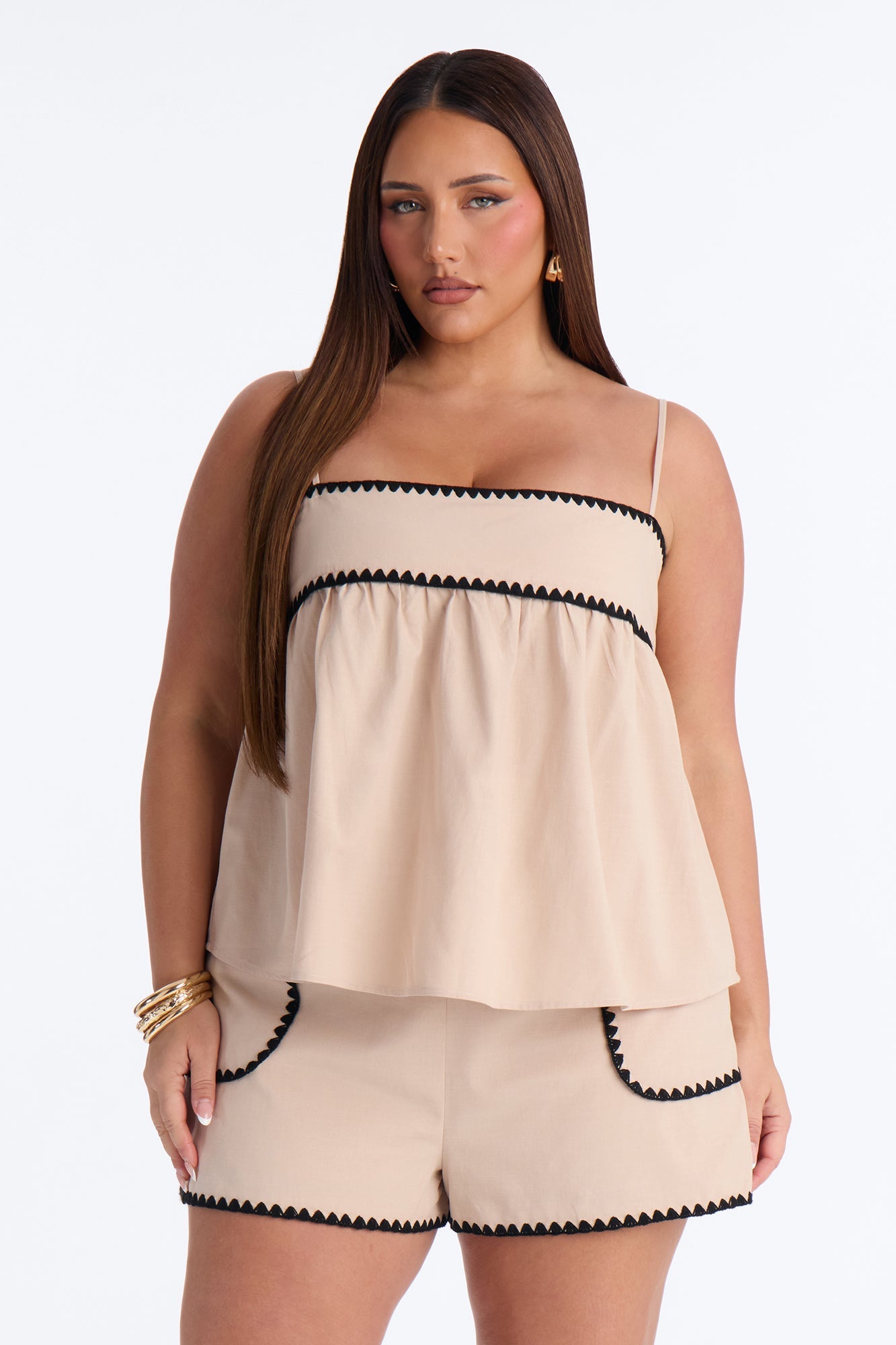 Serene Linen Short Set - Taupe