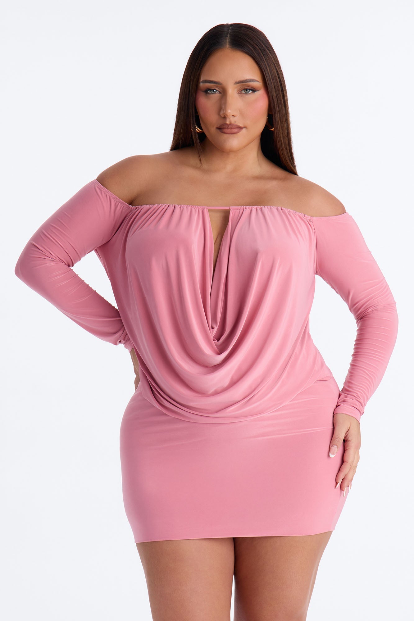 For The Plot Off Shoulder Mini Dress - Mauve
