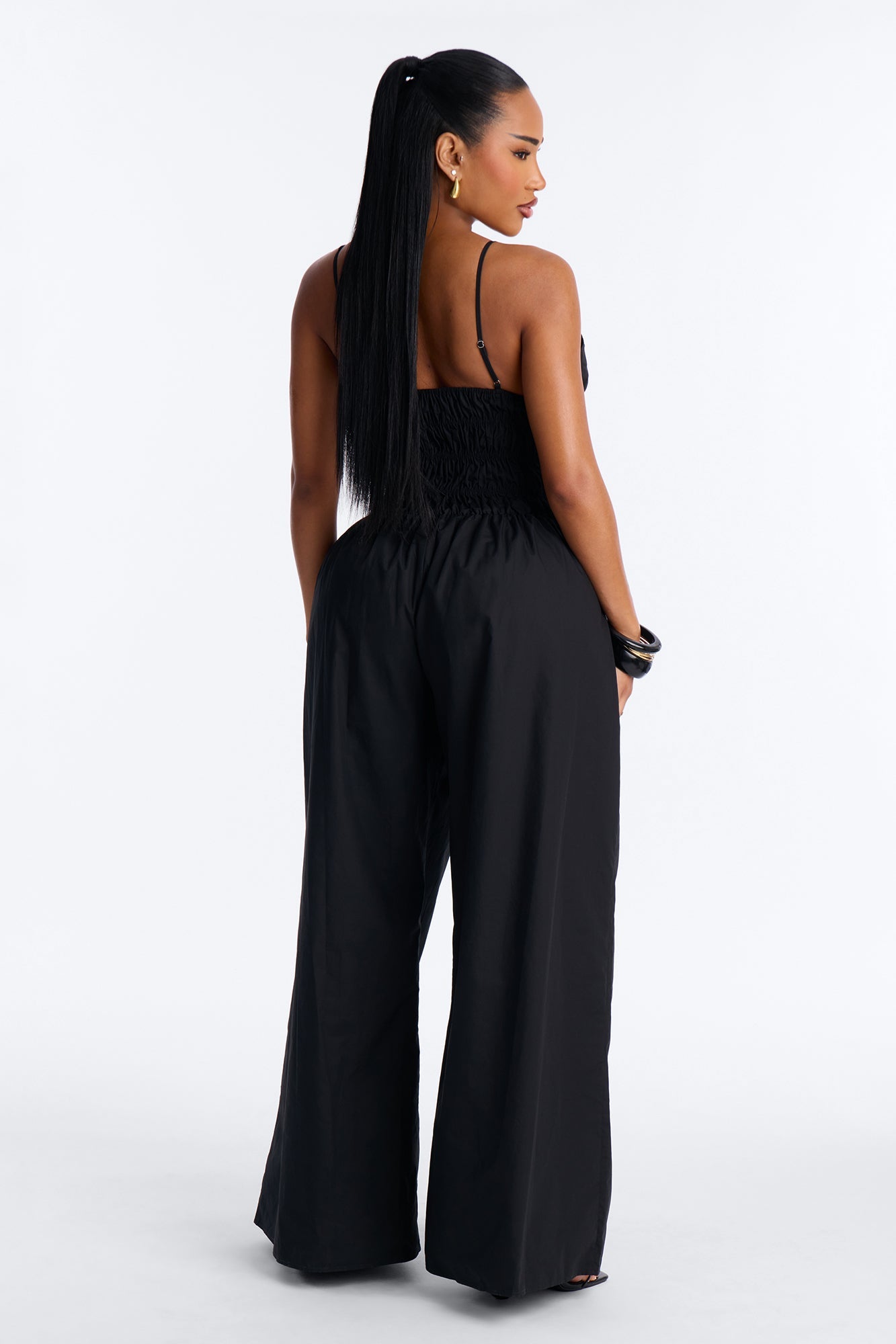 Vacation Muse Beaded Wide Leg Jumpsuit - Black
