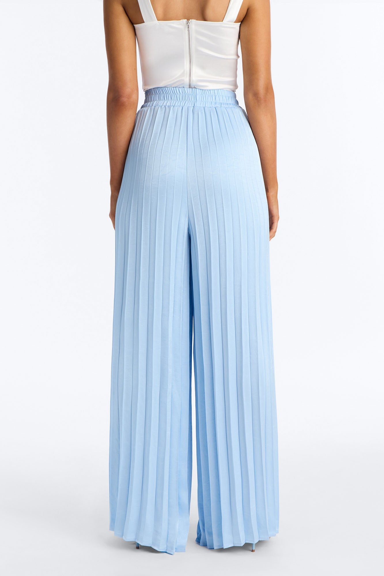 Let's Go Babe Satin Wide Leg Pant 32 - Light Blue