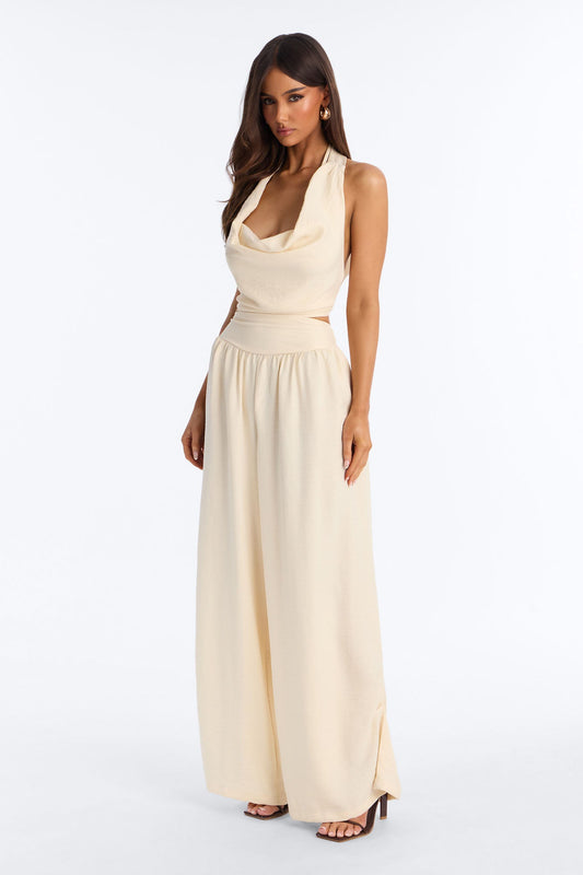 Sofie Cowl Wide Leg Jumpsuit - Yellow
