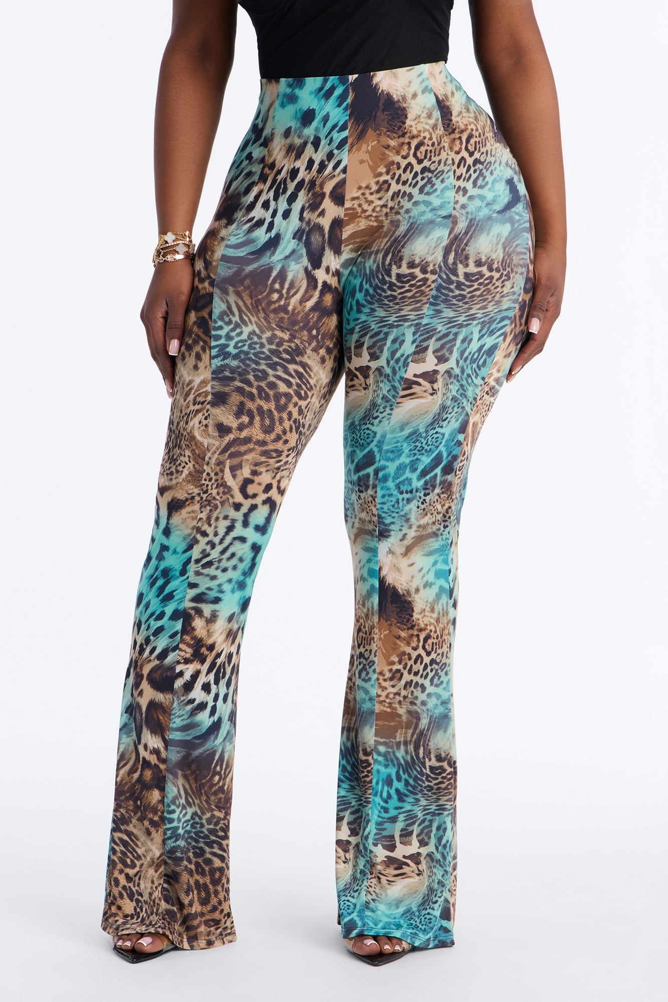 Marceline High Rise Animal Flare Pant - Multi Color Fashion Nova