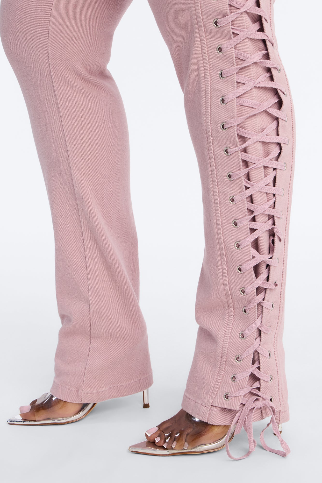After Hours Lace Up Flare Pant - Blush