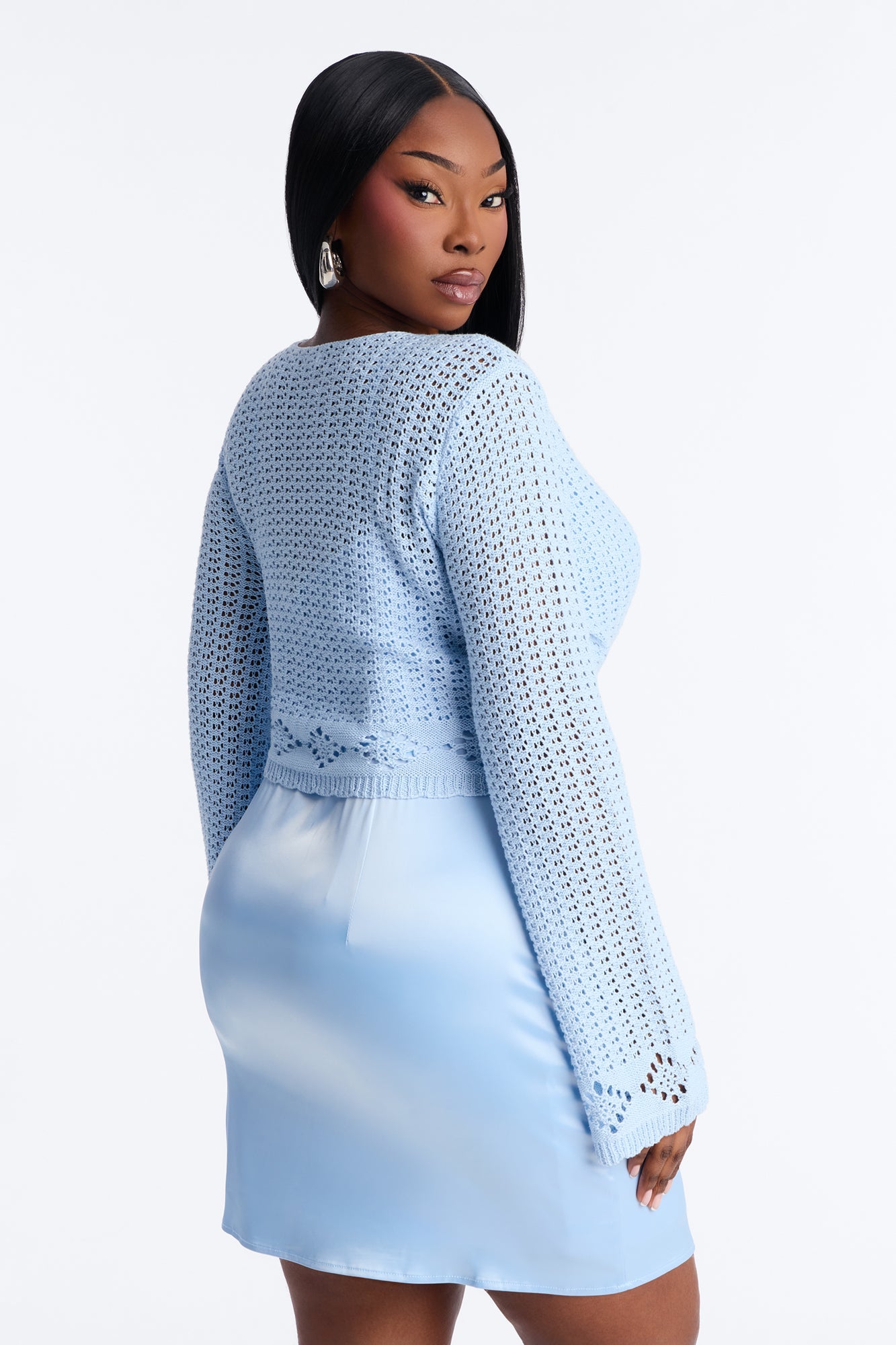 Sunkissed Crochet Mini Dress Set - Blue
