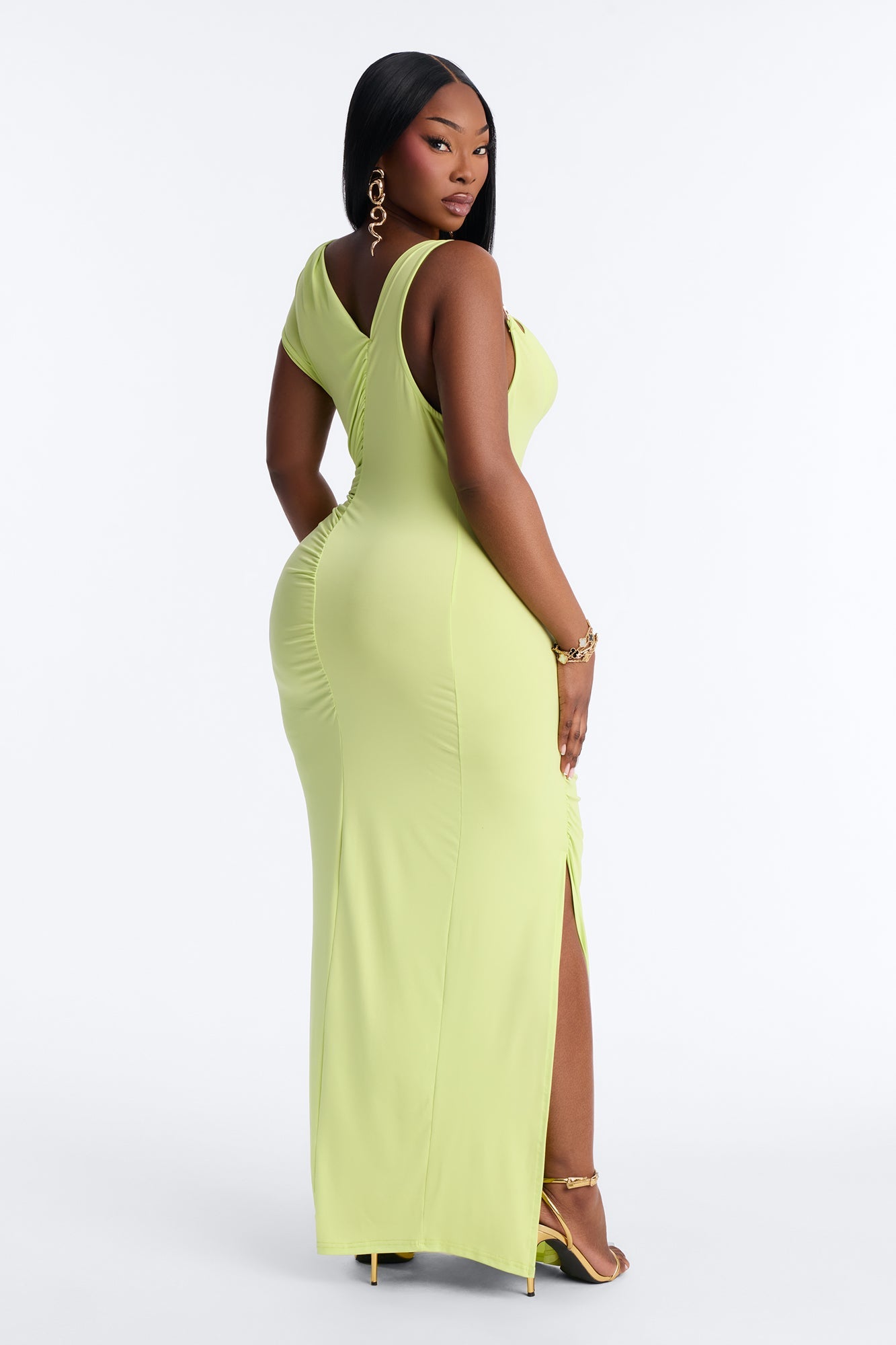 Analise Asymmetrical Maxi Dress - Chartreuse