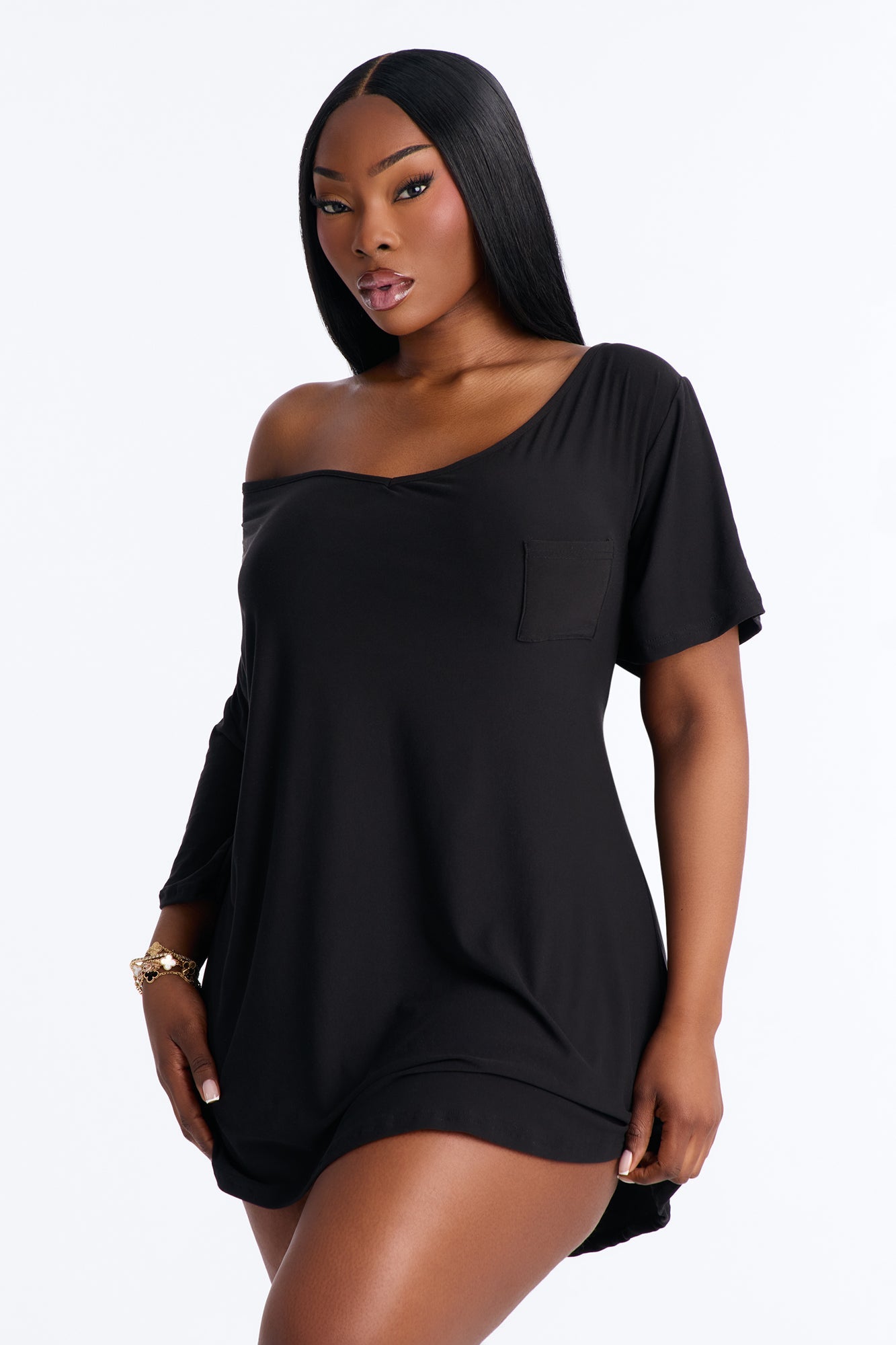 Let's Hang Sleep Tee - Black
