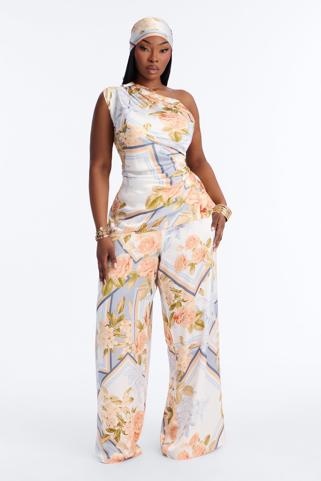 Rosalinda Satin 3 Piece Pant - Blue/combo Fashion Nova