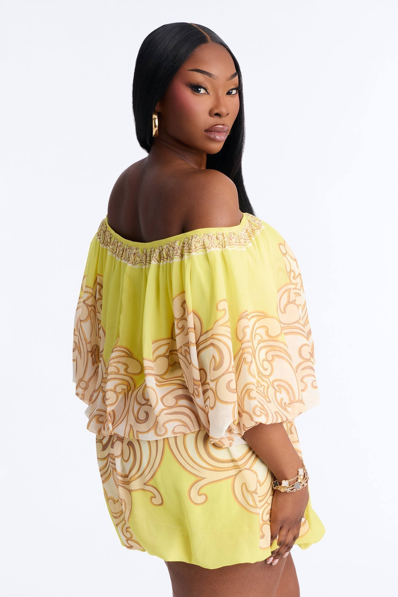 Imani One Shoulder Chiffon Mini Dress - Yellow Fashion Nova