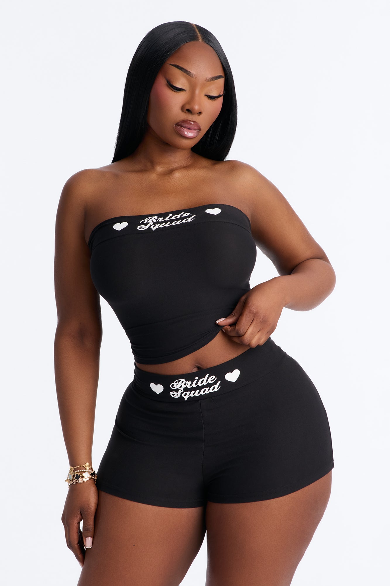 Let's Bach Squad PJ Strapless Top & Short Set - Black/White