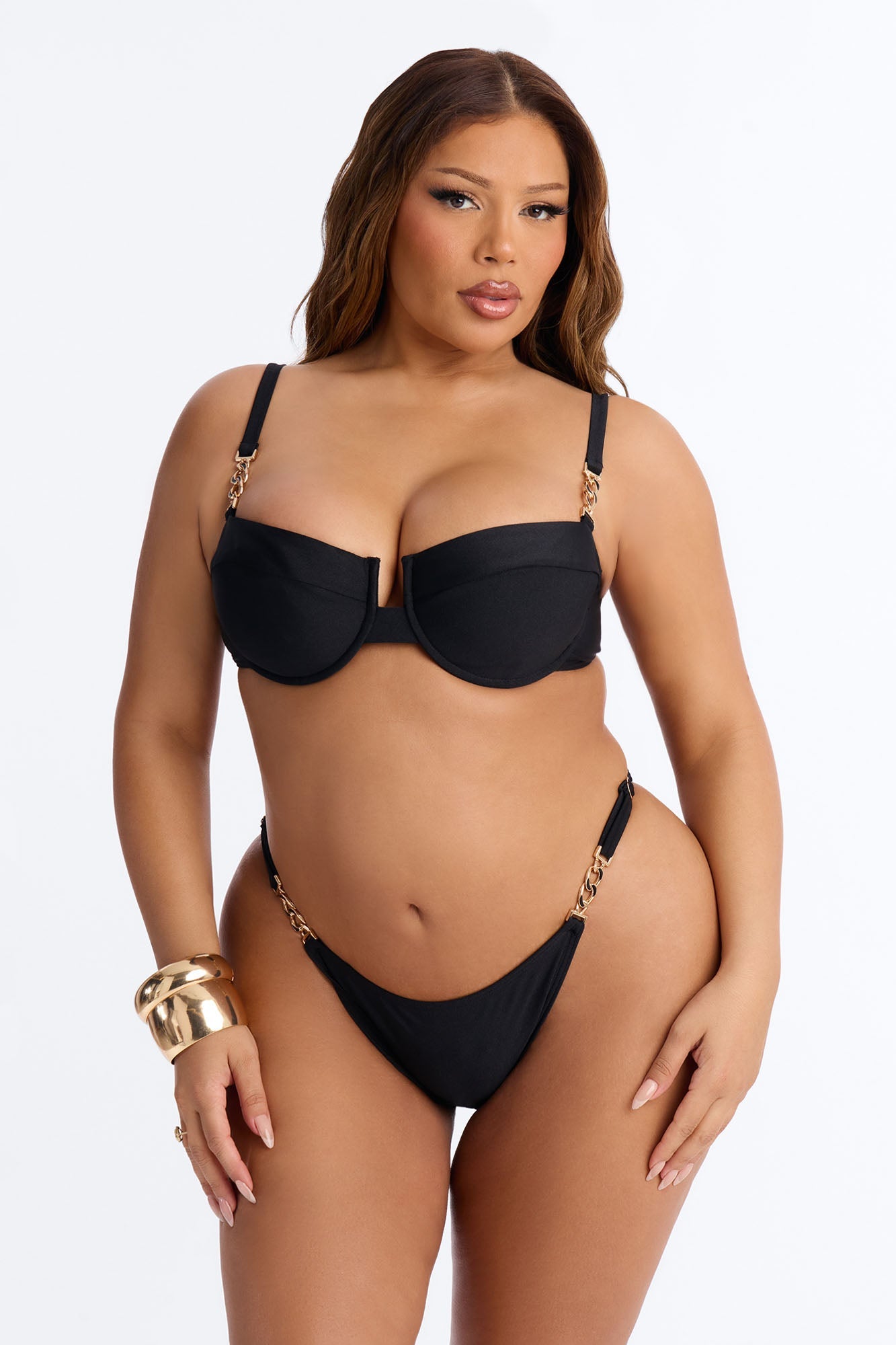 Beach Club Chain Underwire 2 Piece Bikini - Black