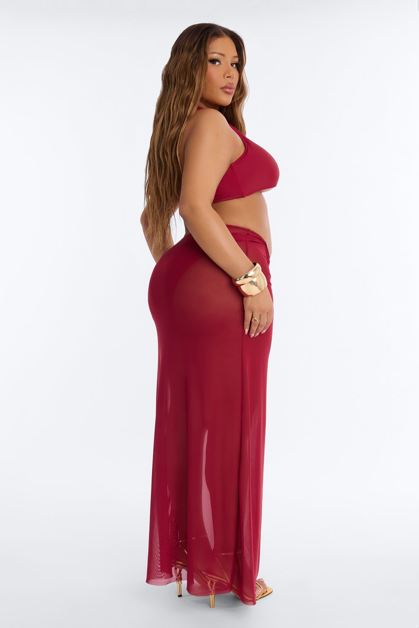 Till Sunrise Bikini And Coverup Skirt - Burgundy