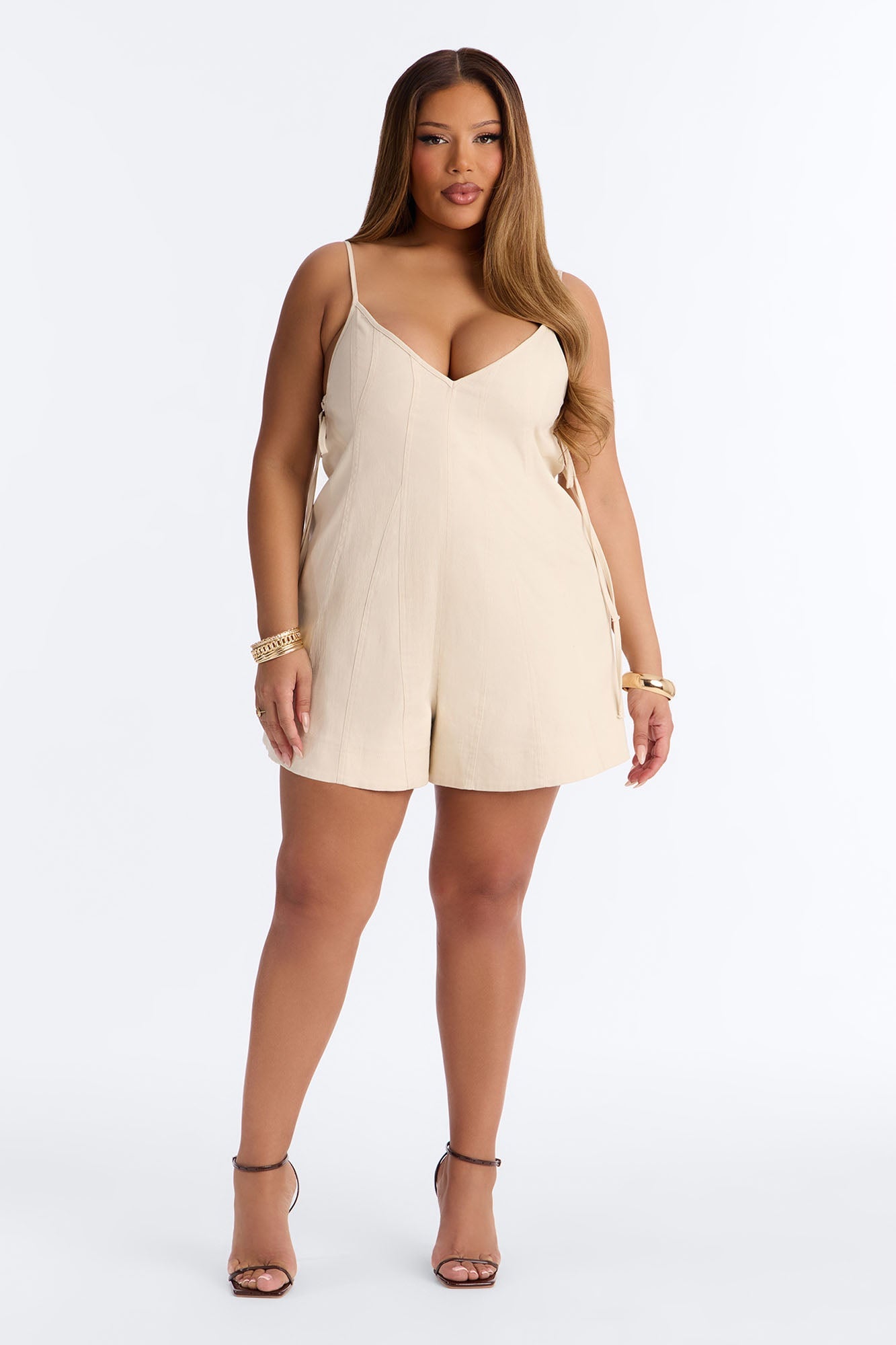 Just A Girl Twill Romper - Cream