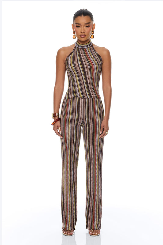 Jadyn Metallic Sweater Pant Set - Multi Color