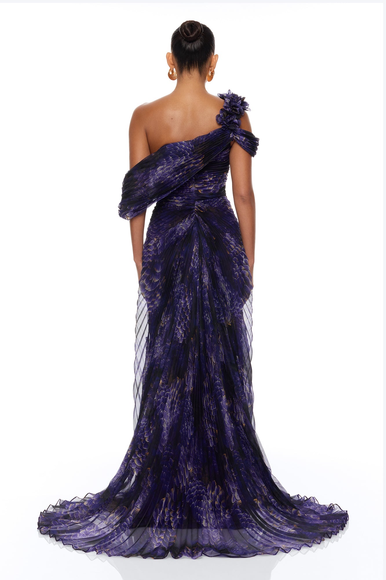 Odette Pleated Chiffon Gown - Purple/combo
