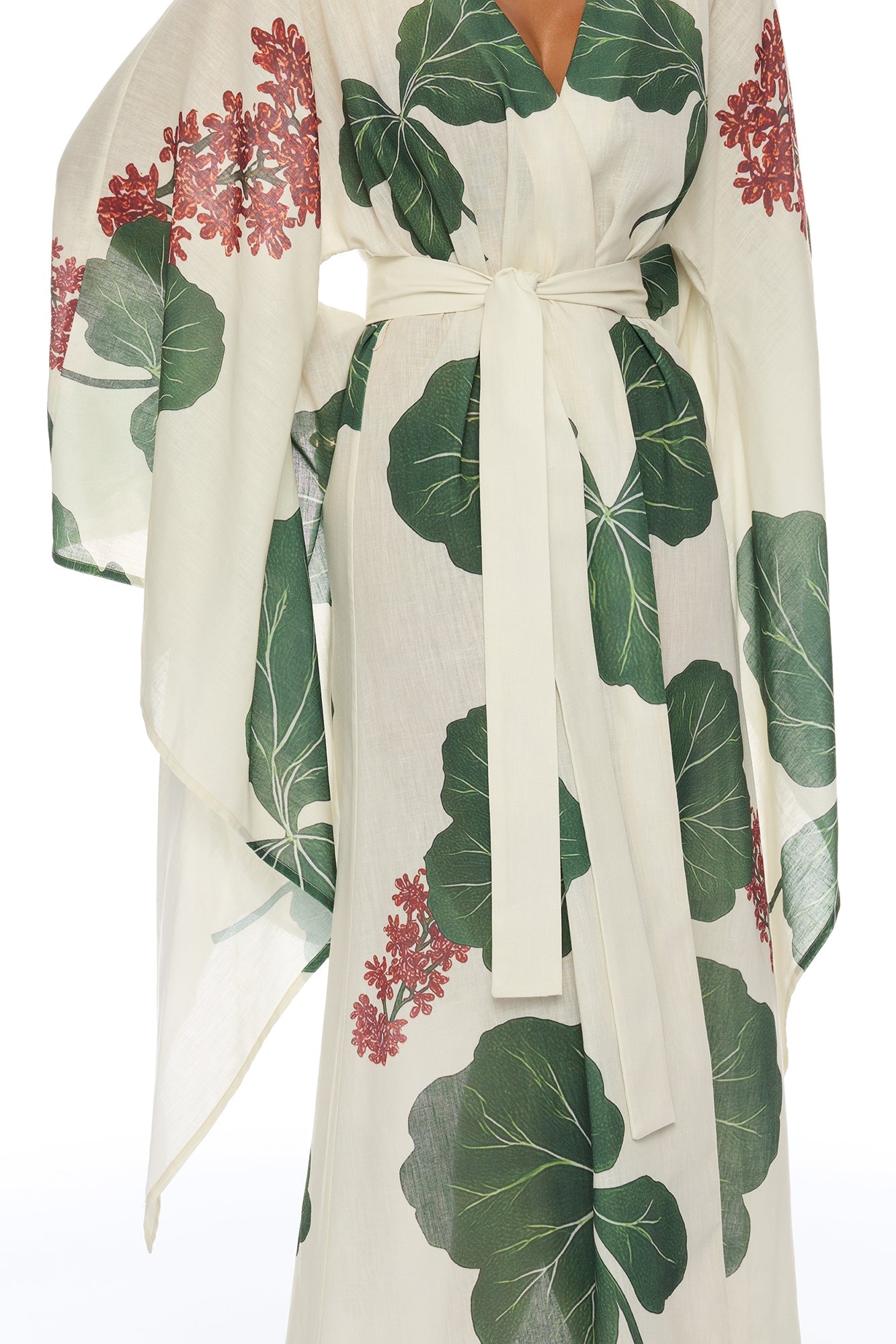Tropic Getaway Linen Kimono - Ivory/combo