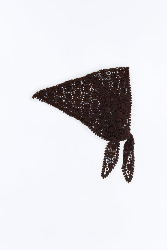 Wrapped In Flowers Crochet Head Wrap - Brown