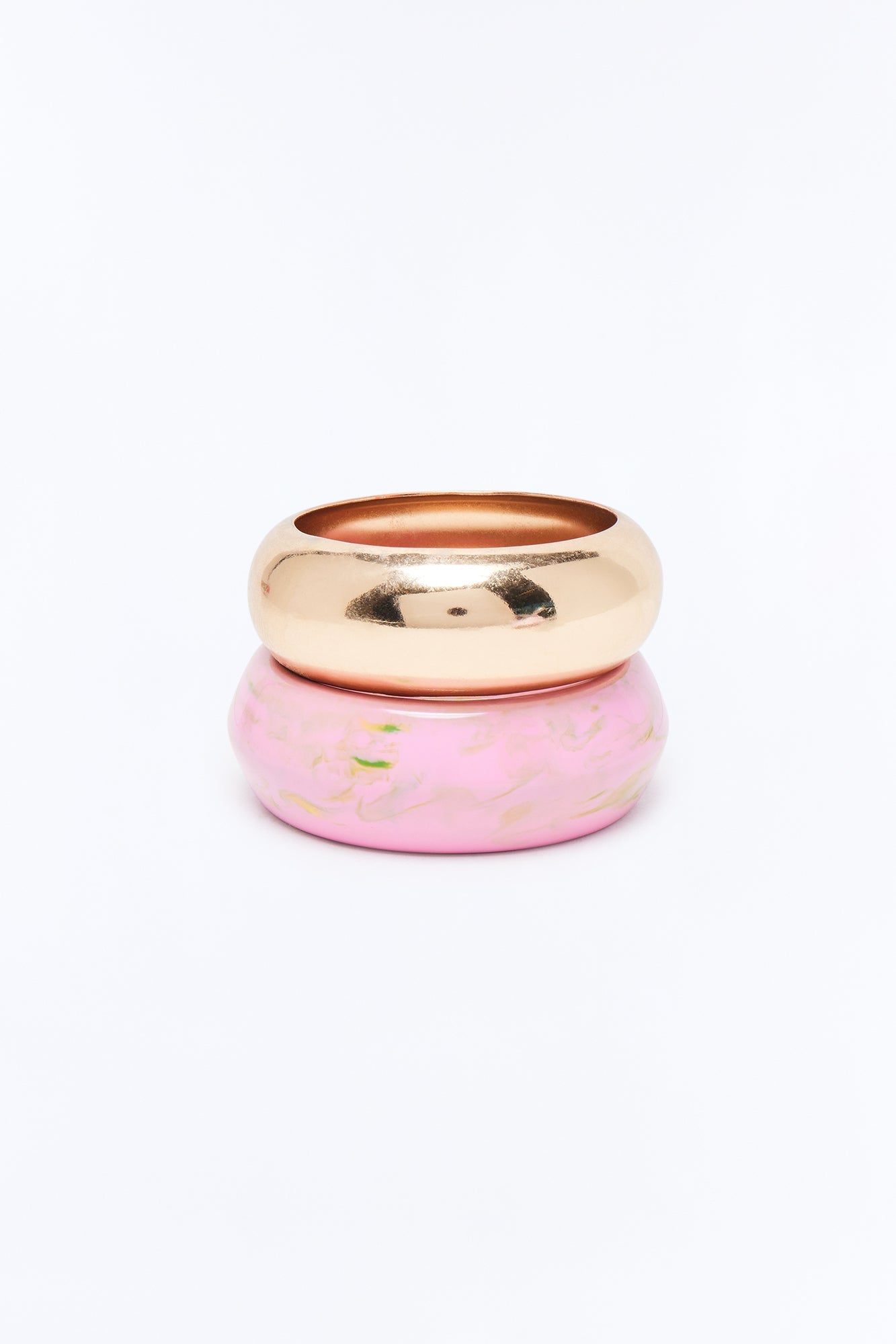 Vacation Time 2 Piece Bracelet Set - Gold/Pink