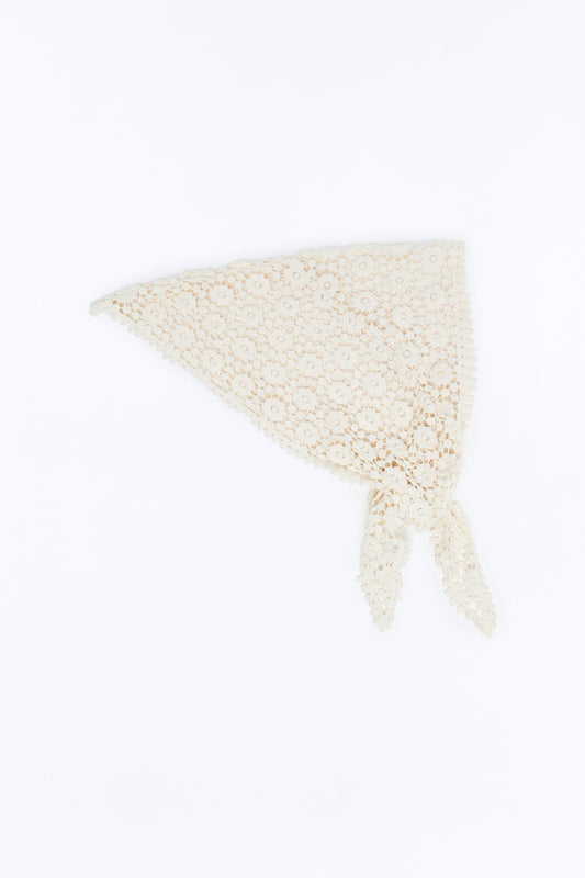 Wrapped In Flowers Crochet Head Wrap - Ivory