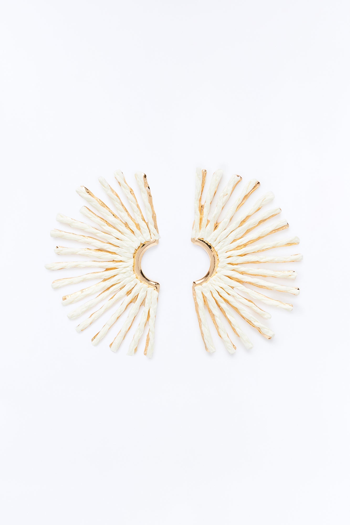 Half Shine Straw Drop Earrings - Ivory