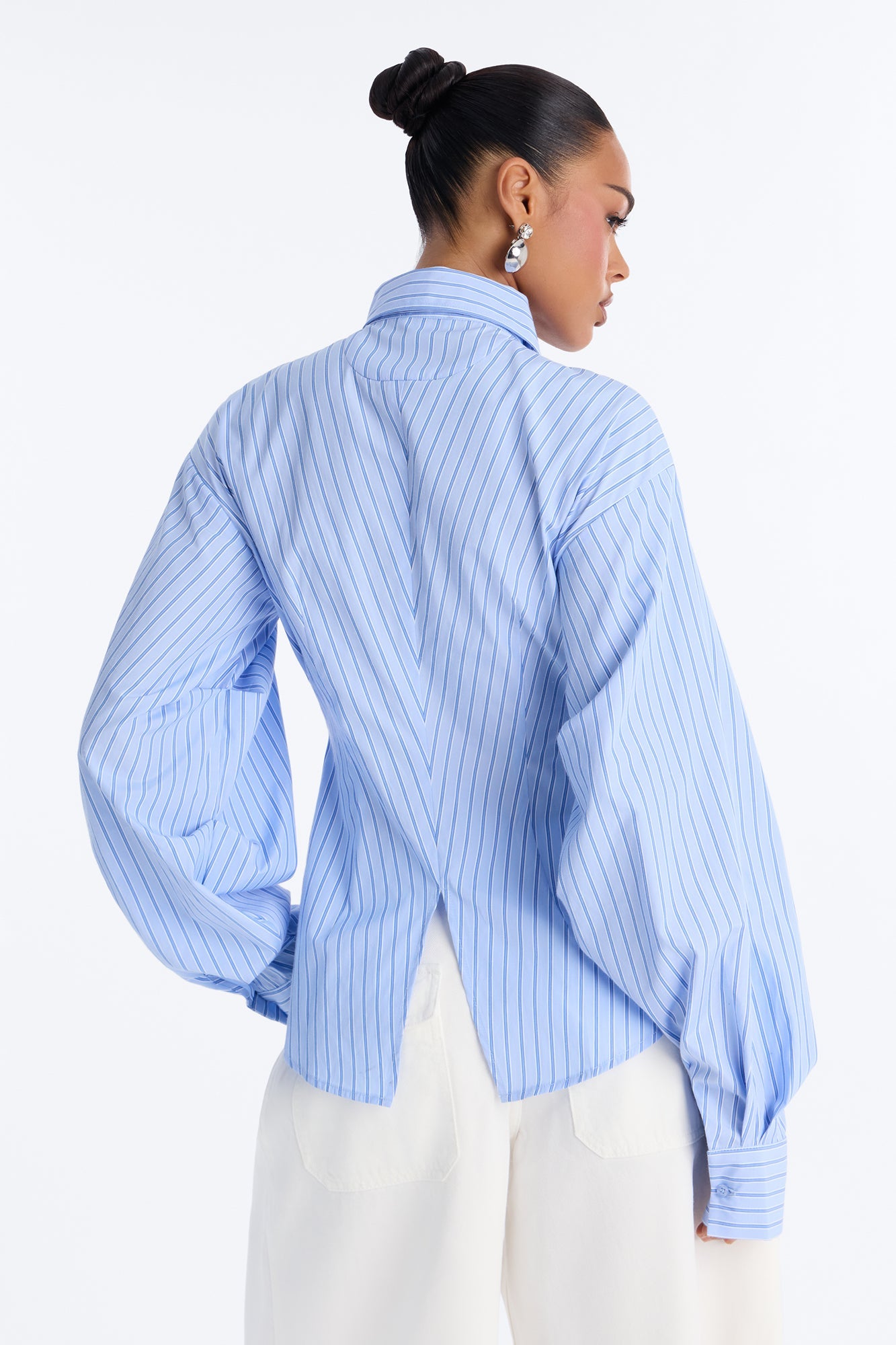 Doing The Most Striped Poplin Shirt - Blue/combo