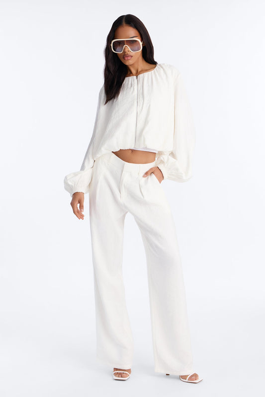 Calliope Linen Straight Leg Trouser Pant - Ivory