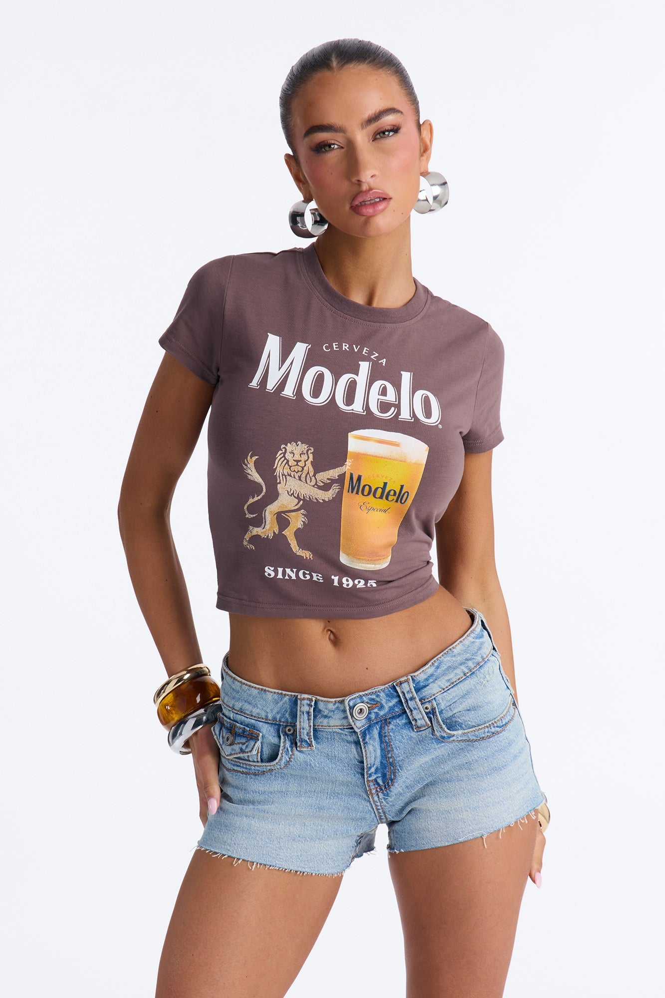 Modelo Collection Rhinestone Baby Tee - Chocolate