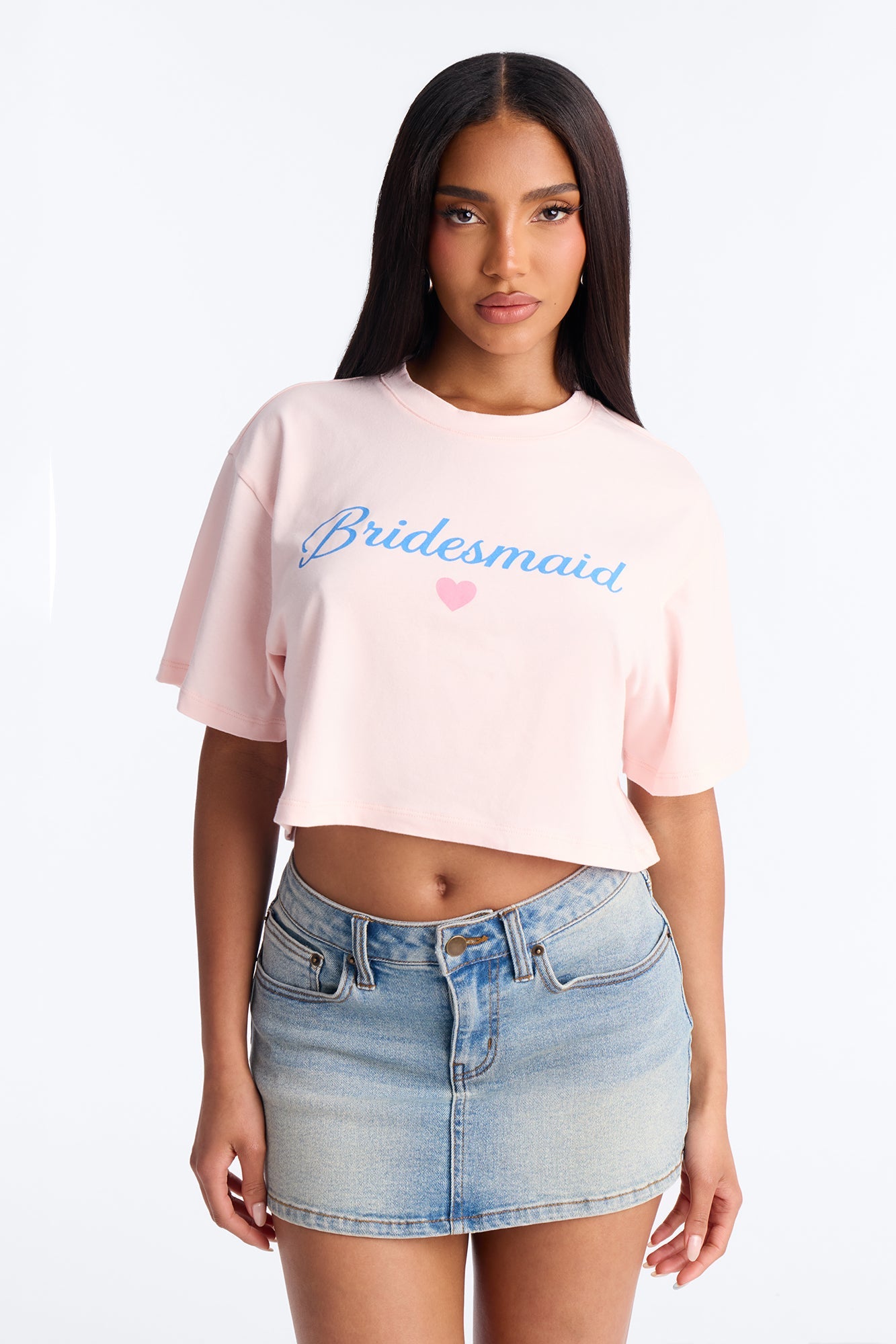 Bridesmaid Vibes Copped Tee - Pink