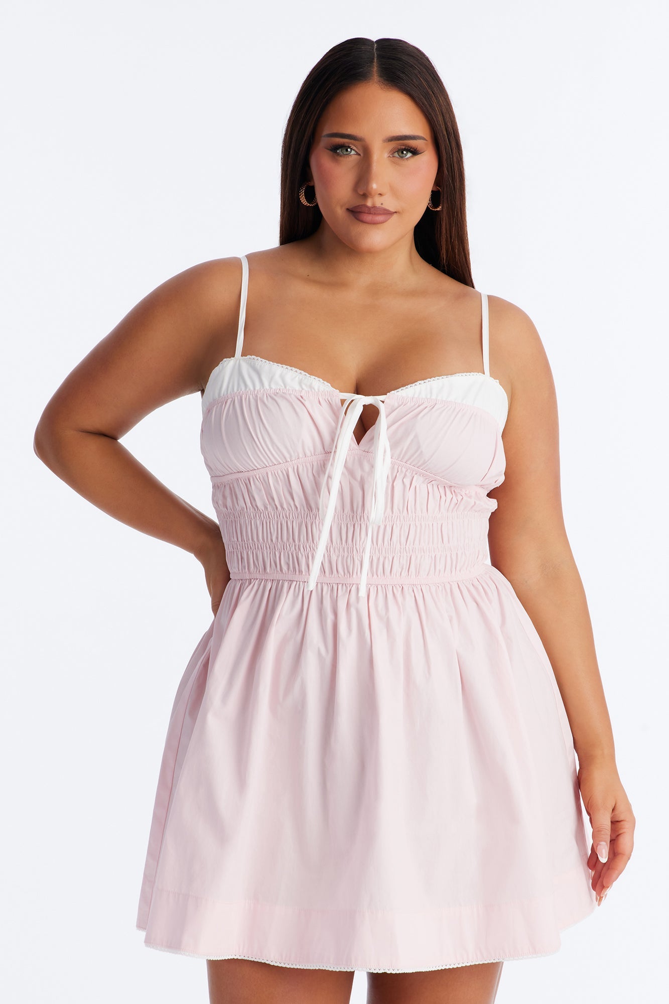 Avery Smocked Poplin Mini Dress - Pink/combo