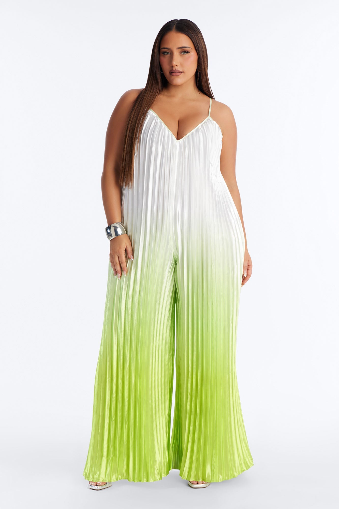 Paige Satin Ombre Wide Leg Jumpsuit - Green