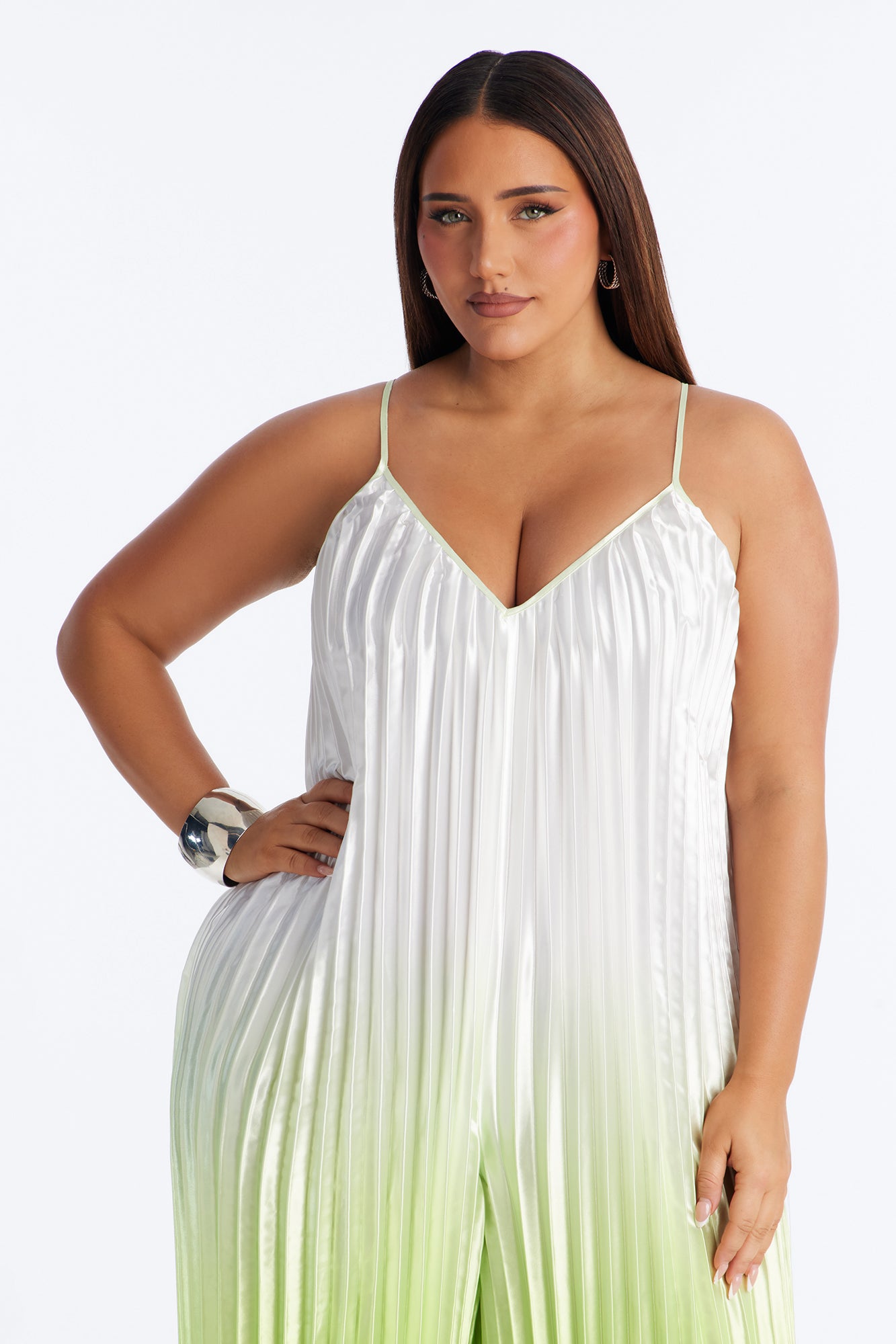 Paige Satin Ombre Wide Leg Jumpsuit - Green