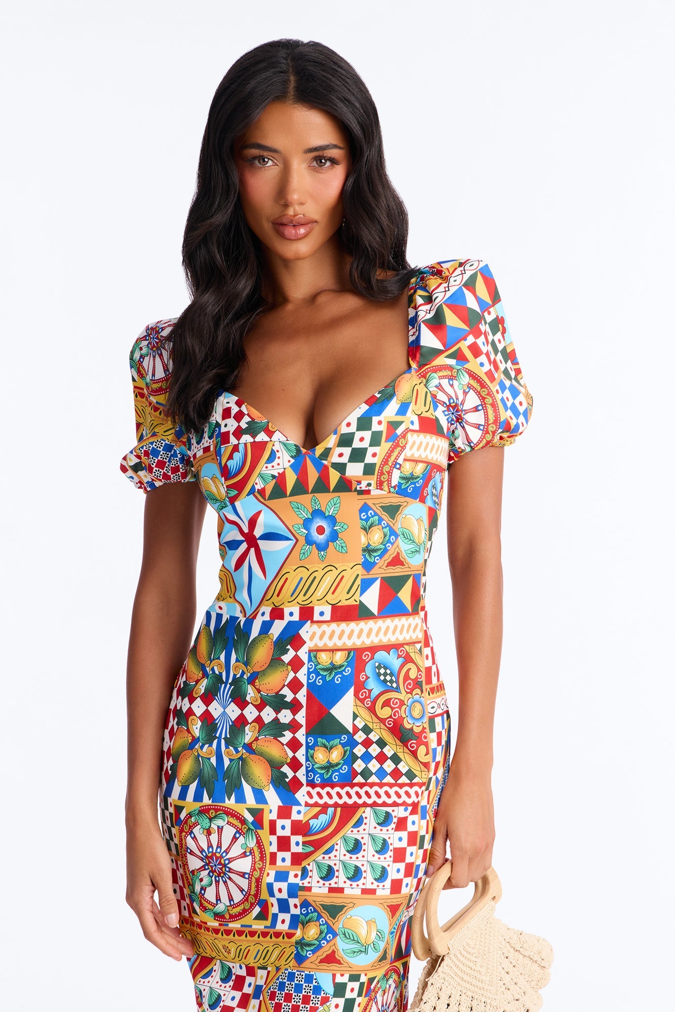 European Dream Off Shoulder Midi Dress - Multi Color
