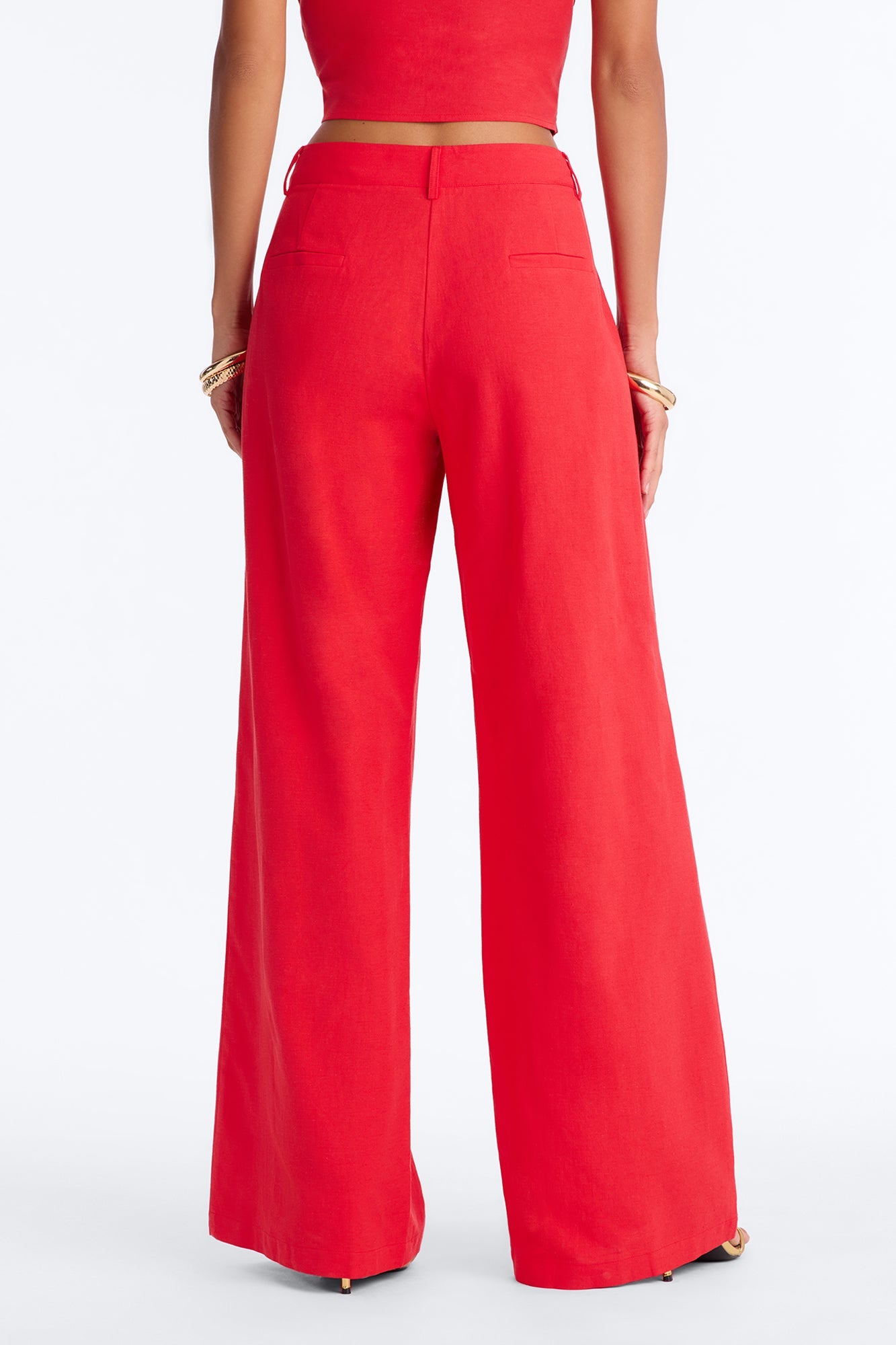 Ocean Breeze Linen Low Rise Pant 33″ - Tomato Red