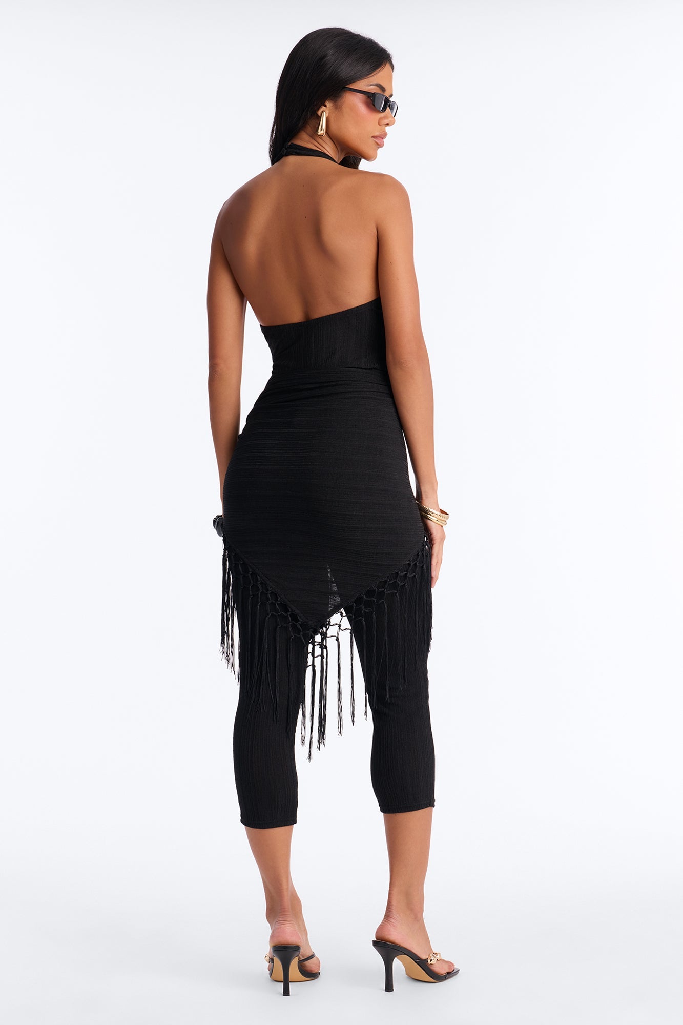 Emme Waist Tie Capri Catsuit - Black