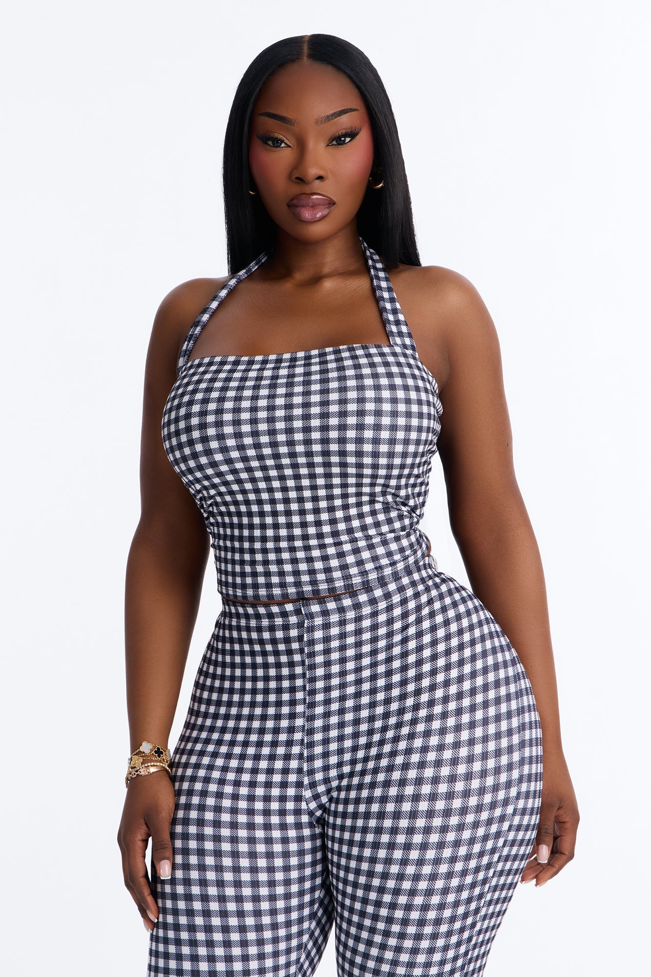 Annie Gingham Capri Set - Black/White