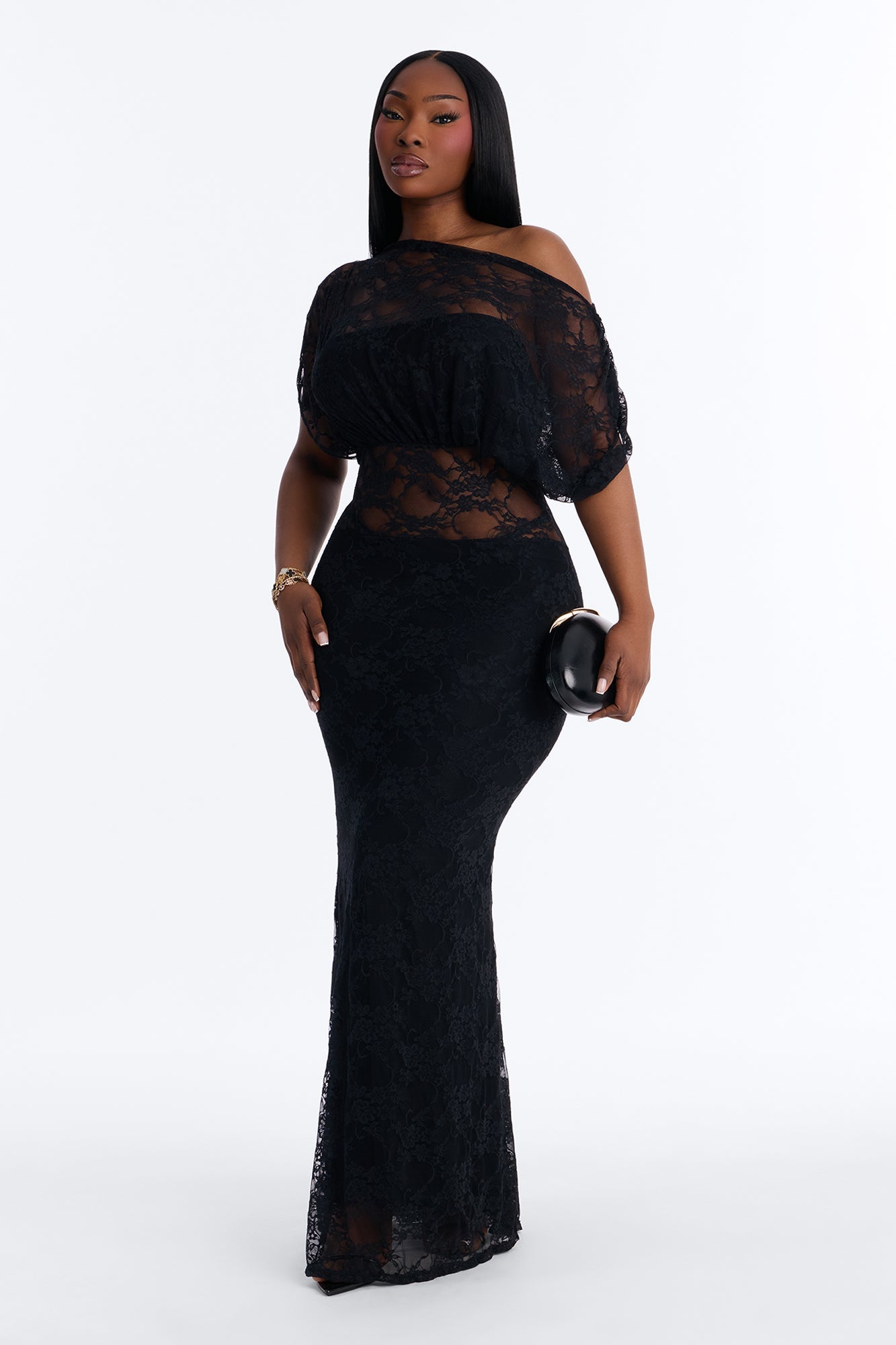 Got Me Wondering Lace Maxi Dress - Black